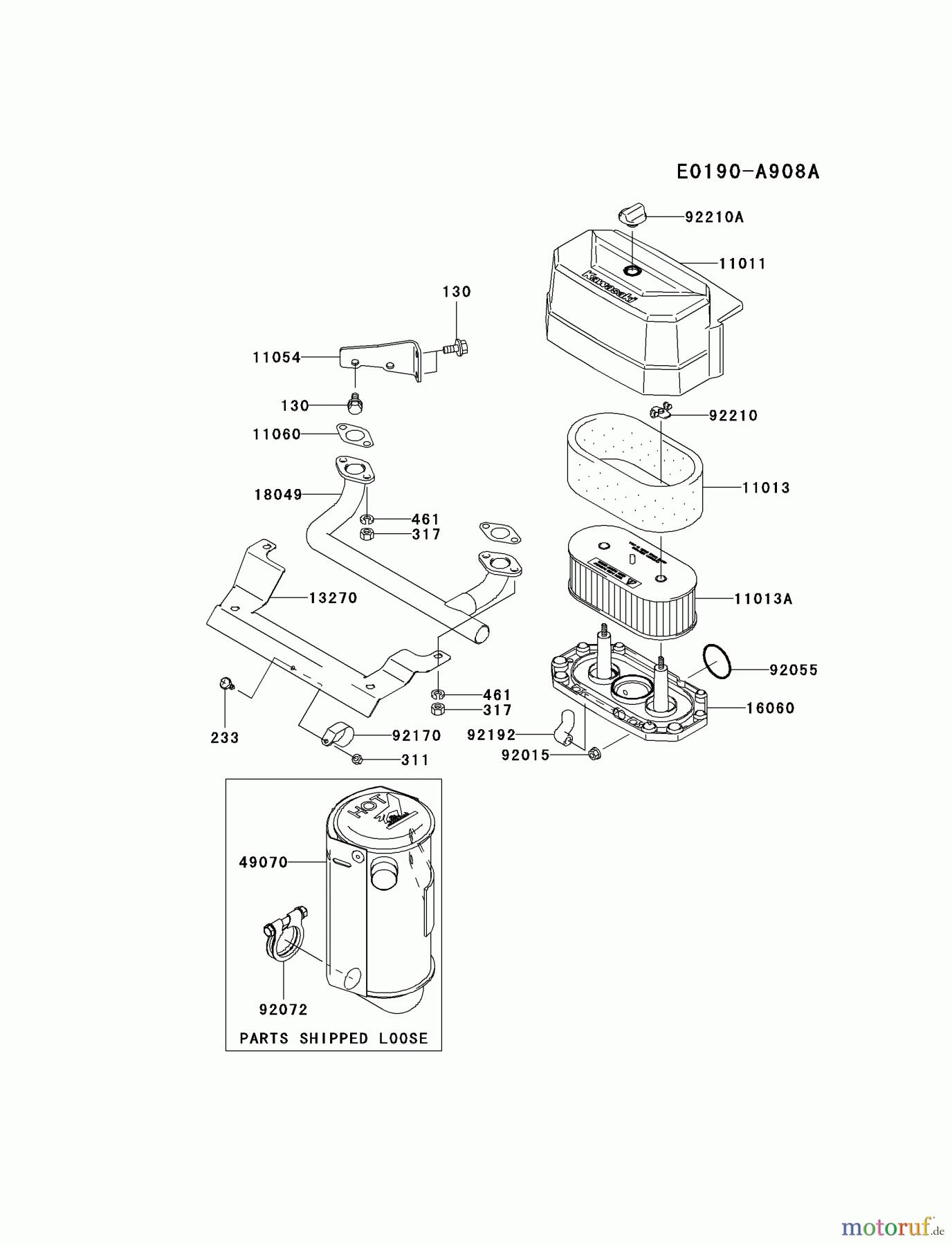  Kawasaki Motoren Motoren Vertikal FA210V - AS02 bis FH641V - DS24 FH541V-DS23 - Kawasaki FH541V 4-Stroke Engine AIR-FILTER/MUFFLER #1