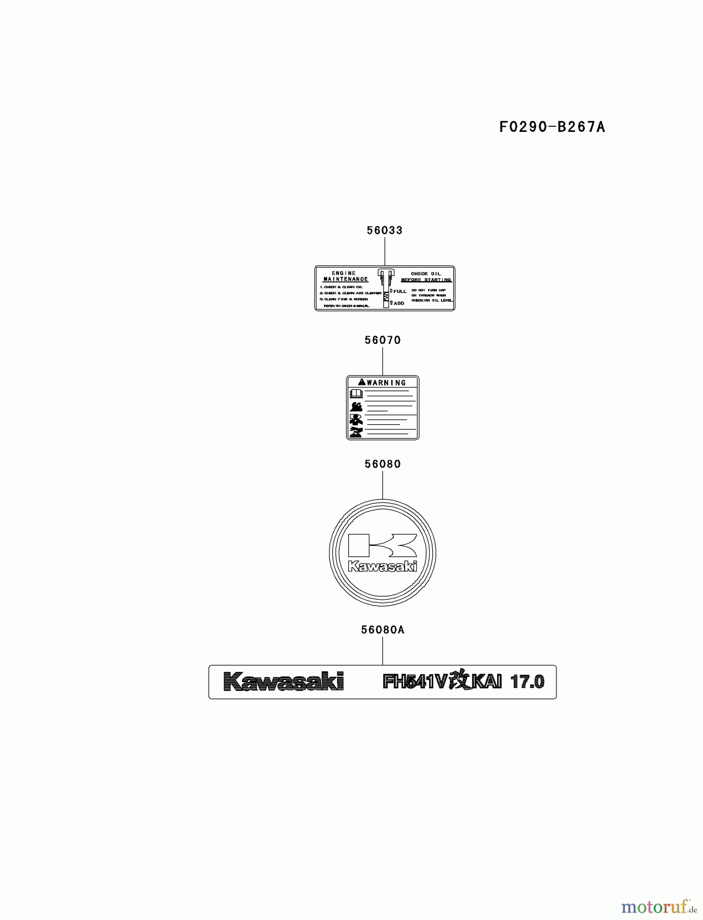  Kawasaki Motoren Motoren Vertikal FA210V - AS02 bis FH641V - DS24 FH541V-CS23 - Kawasaki FH541V 4-Stroke Engine LABEL