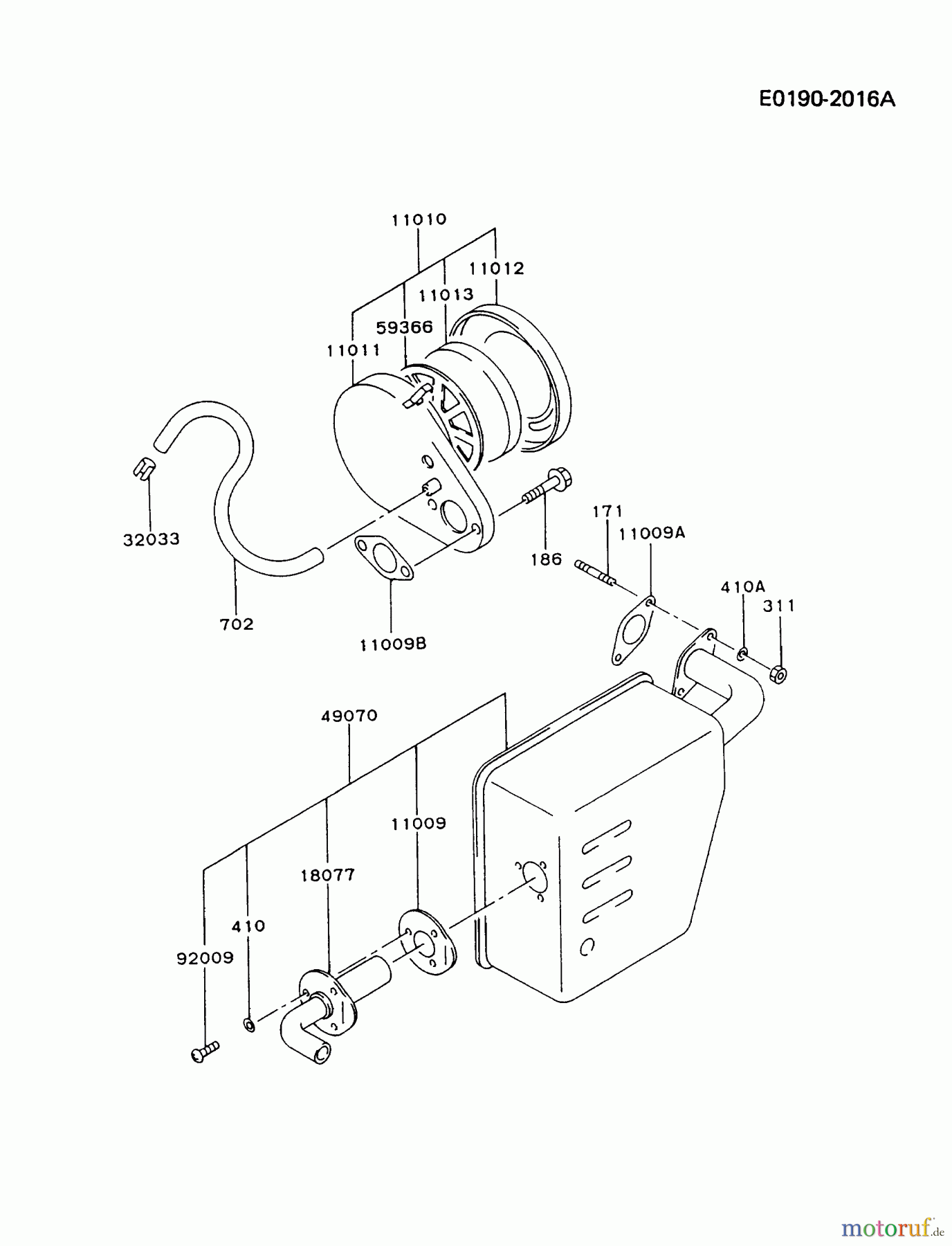  Kawasaki Motoren Motoren, Horizontal FA130D-BS10 - Kawasaki FA130D 4-Stroke Engine AIR-FILTER/MUFFLER