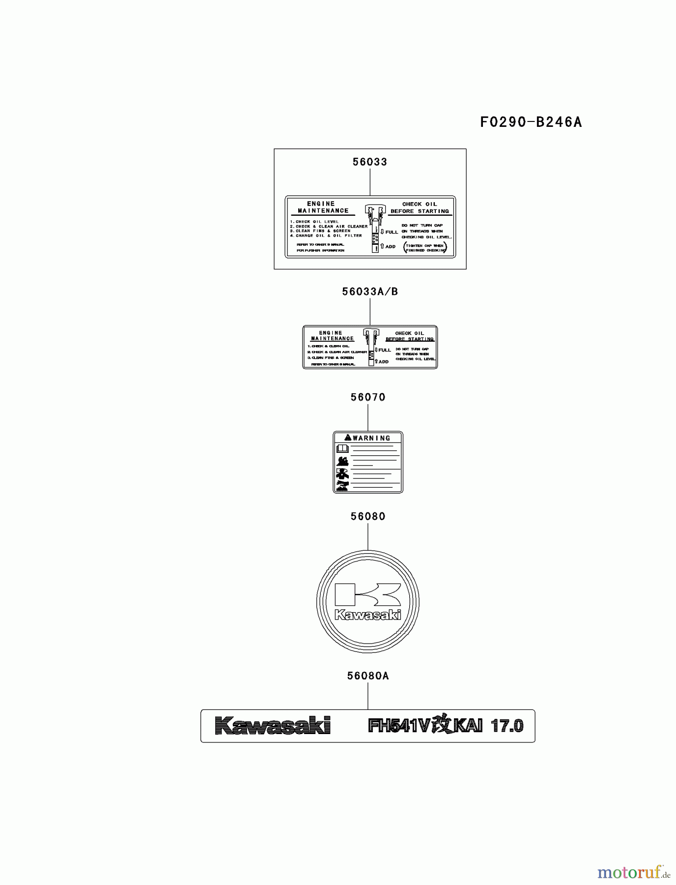  Kawasaki Motoren Motoren Vertikal FA210V - AS02 bis FH641V - DS24 FH541V-AS21 - Kawasaki FH541V 4-Stroke Engine LABEL