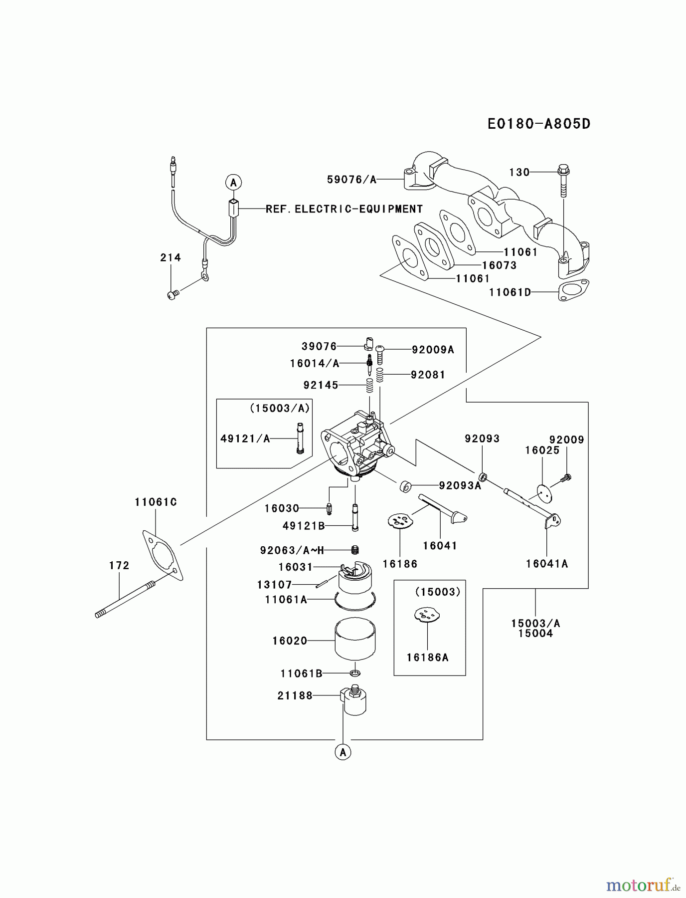  Kawasaki Motoren Motoren Vertikal FA210V - AS02 bis FH641V - DS24 FH541V-AS41 - Kawasaki FH541V 4-Stroke Engine CARBURETOR