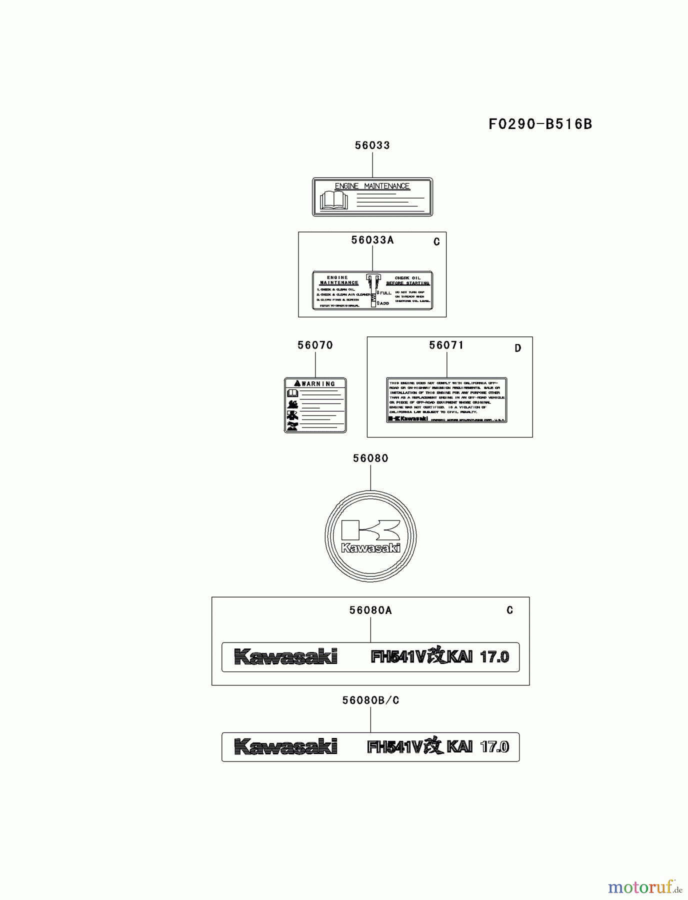  Kawasaki Motoren Motoren Vertikal FA210V - AS02 bis FH641V - DS24 FH541V-CS29 - Kawasaki FH541V 4-Stroke Engine LABEL