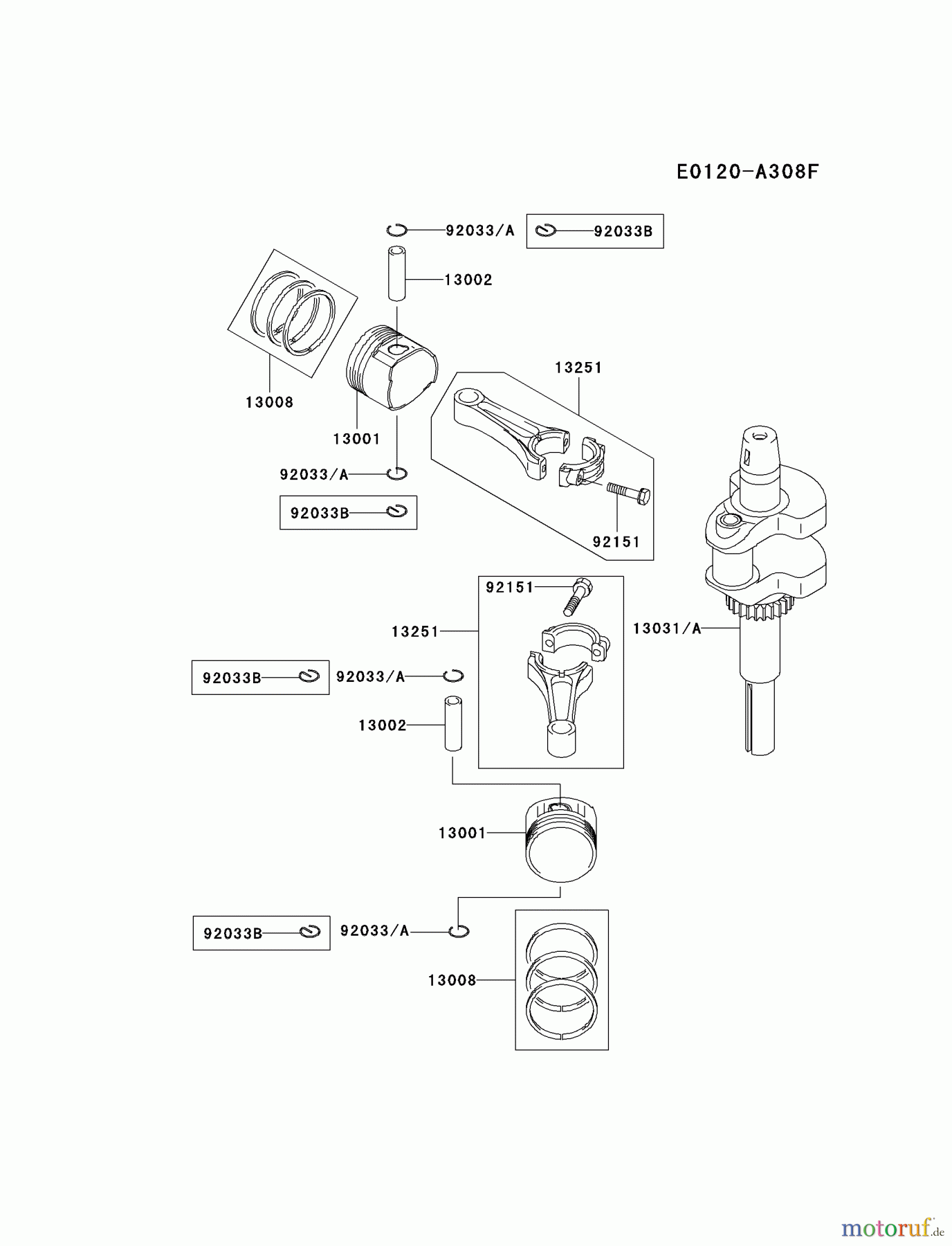  Kawasaki Motoren Motoren Vertikal FA210V - AS02 bis FH641V - DS24 FH541V-CS29 - Kawasaki FH541V 4-Stroke Engine PISTON/CRANKSHAFT