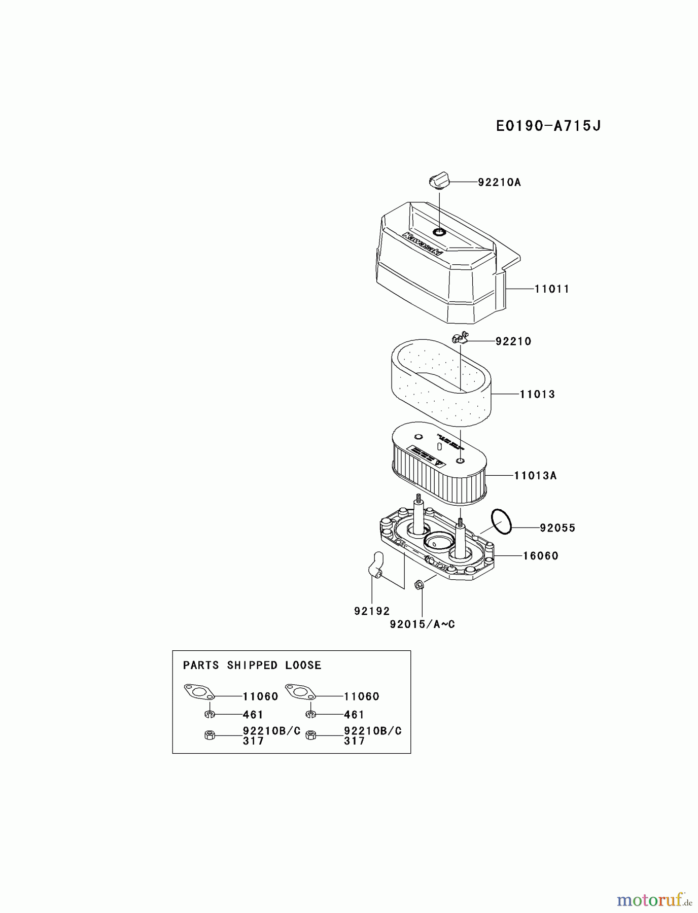  Kawasaki Motoren Motoren Vertikal FA210V - AS02 bis FH641V - DS24 FH541V-DS31 - Kawasaki FH541V 4-Stroke Engine AIR-FILTER/MUFFLER