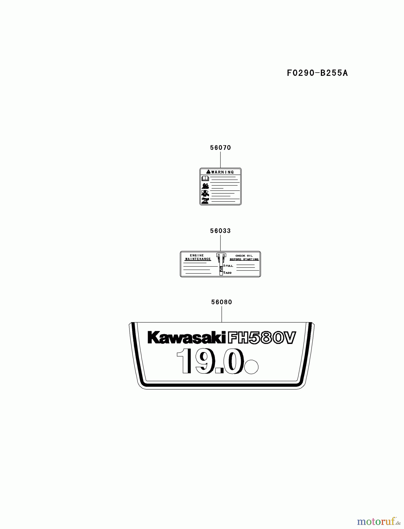  Kawasaki Motoren Motoren Vertikal FA210V - AS02 bis FH641V - DS24 FH580V-AS18 - Kawasaki FH580V 4-Stroke Engine LABEL