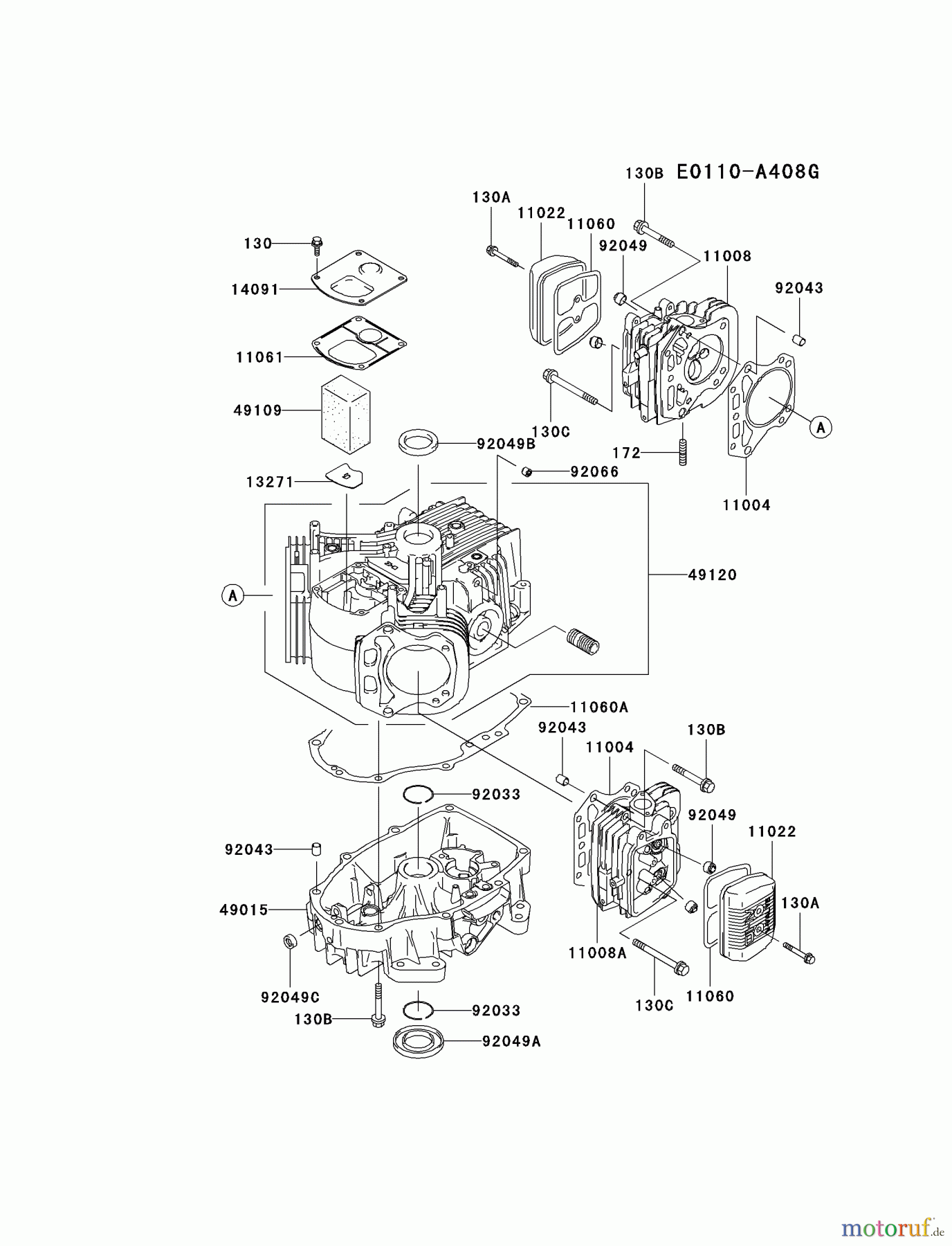  Kawasaki Motoren Motoren Vertikal FA210V - AS02 bis FH641V - DS24 FH541V-AS33 - Kawasaki FH541V 4-Stroke Engine CYLINDER/CRANKCASE