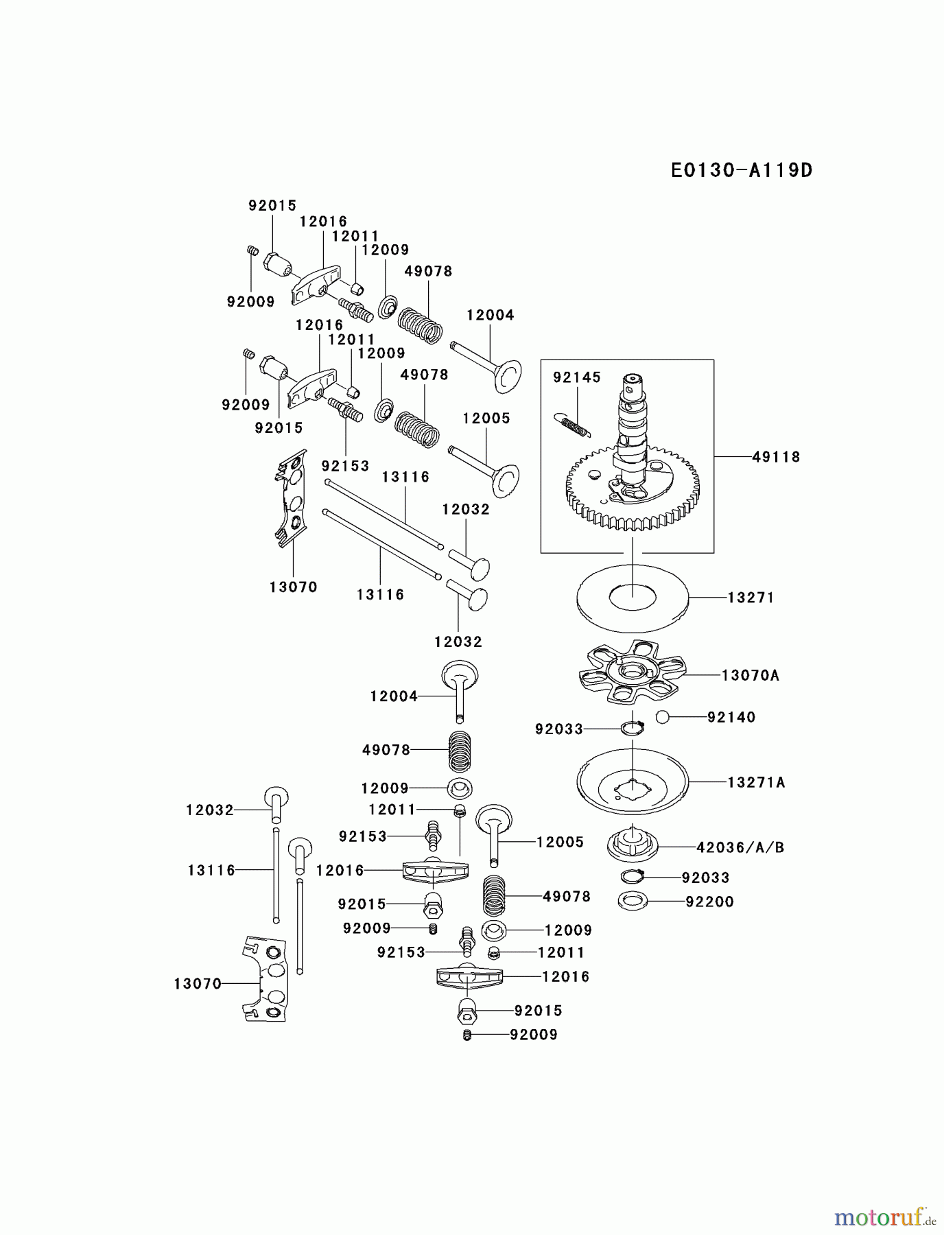  Kawasaki Motoren Motoren Vertikal FA210V - AS02 bis FH641V - DS24 FH580V-AS31 - Kawasaki FH580V 4-Stroke Engine VALVE/CAMSHAFT