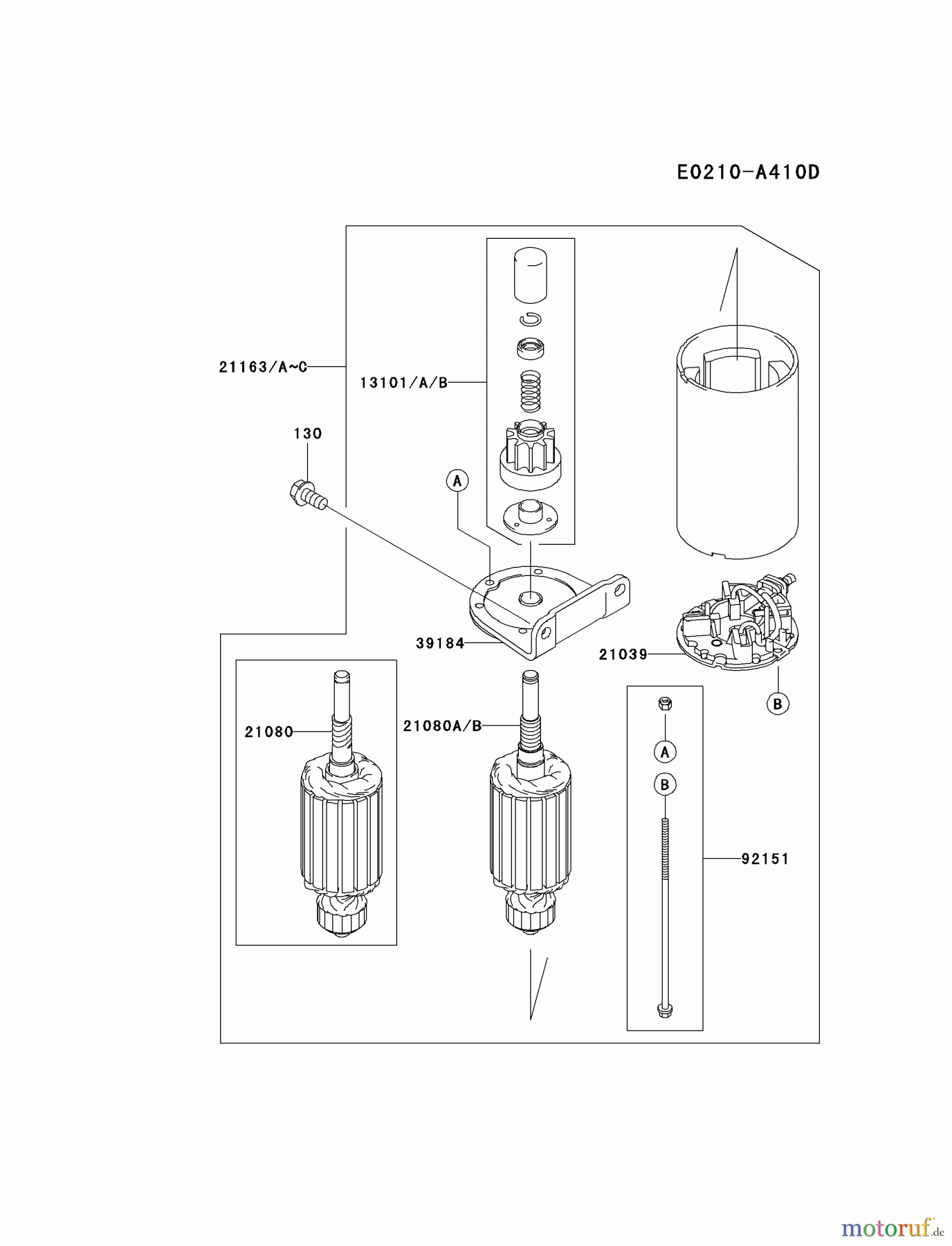  Kawasaki Motoren Motoren Vertikal FH641V - DS25 bis FS481V - BS13 FH641V-ES24 - Kawasaki FH641V 4-Stroke Engine STARTER(~FH641-B94147)