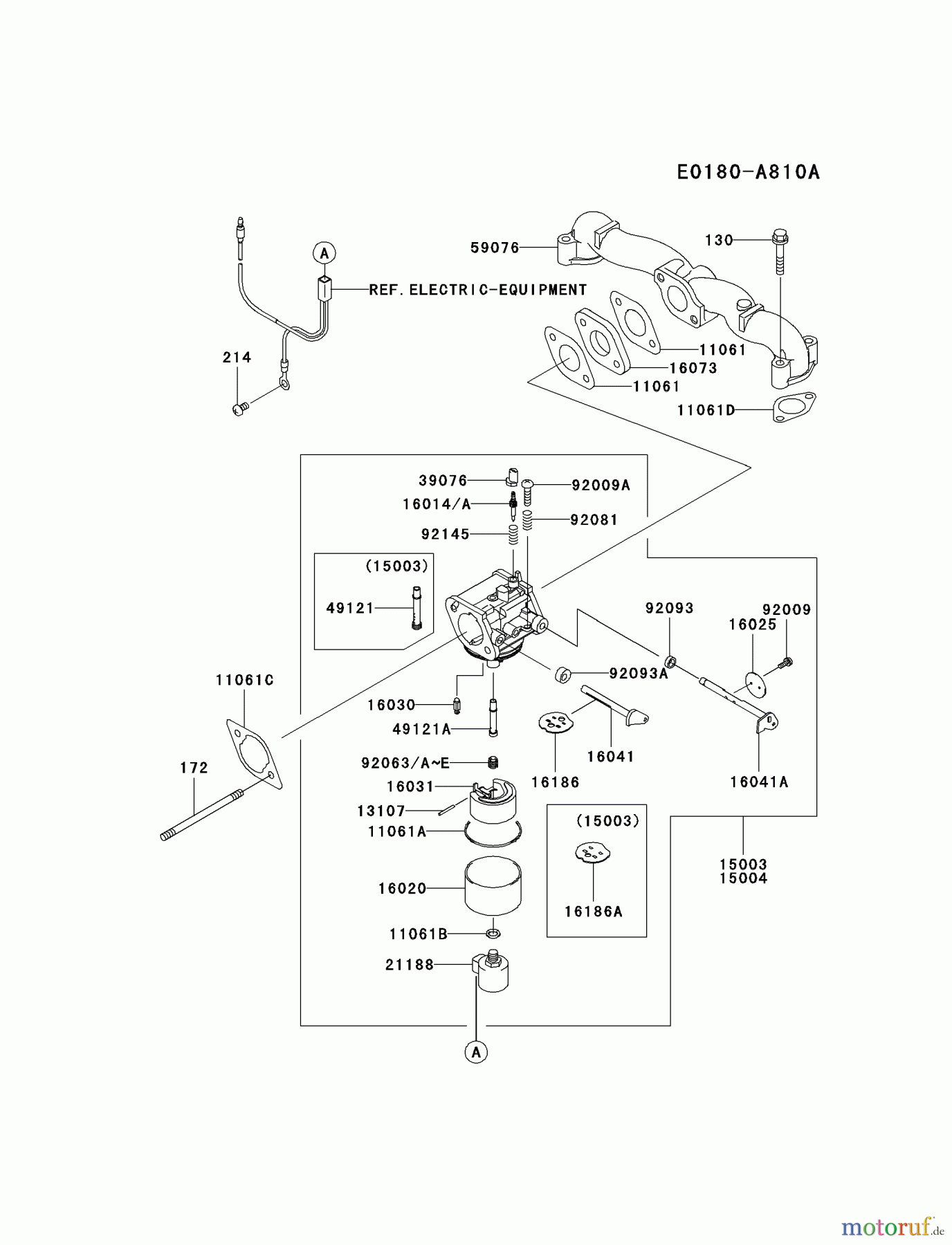  Kawasaki Motoren Motoren Vertikal FA210V - AS02 bis FH641V - DS24 FH580V-AS45 - Kawasaki FH580V 4-Stroke Engine CARBURETOR