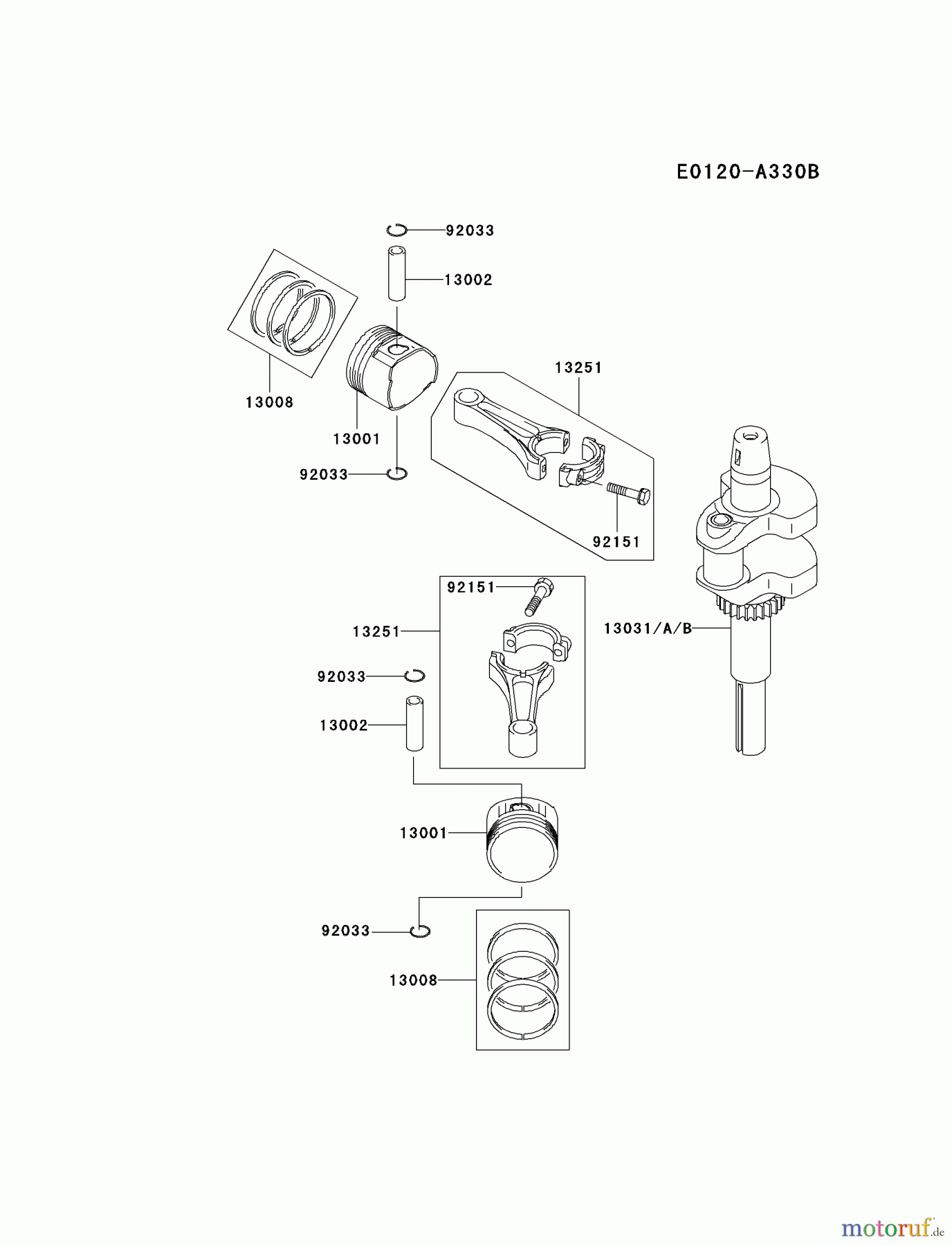  Kawasaki Motoren Motoren Vertikal FA210V - AS02 bis FH641V - DS24 FH541V-BW00 - Kawasaki FH541V 4-Stroke Engine PISTON/CRANKSHAFT