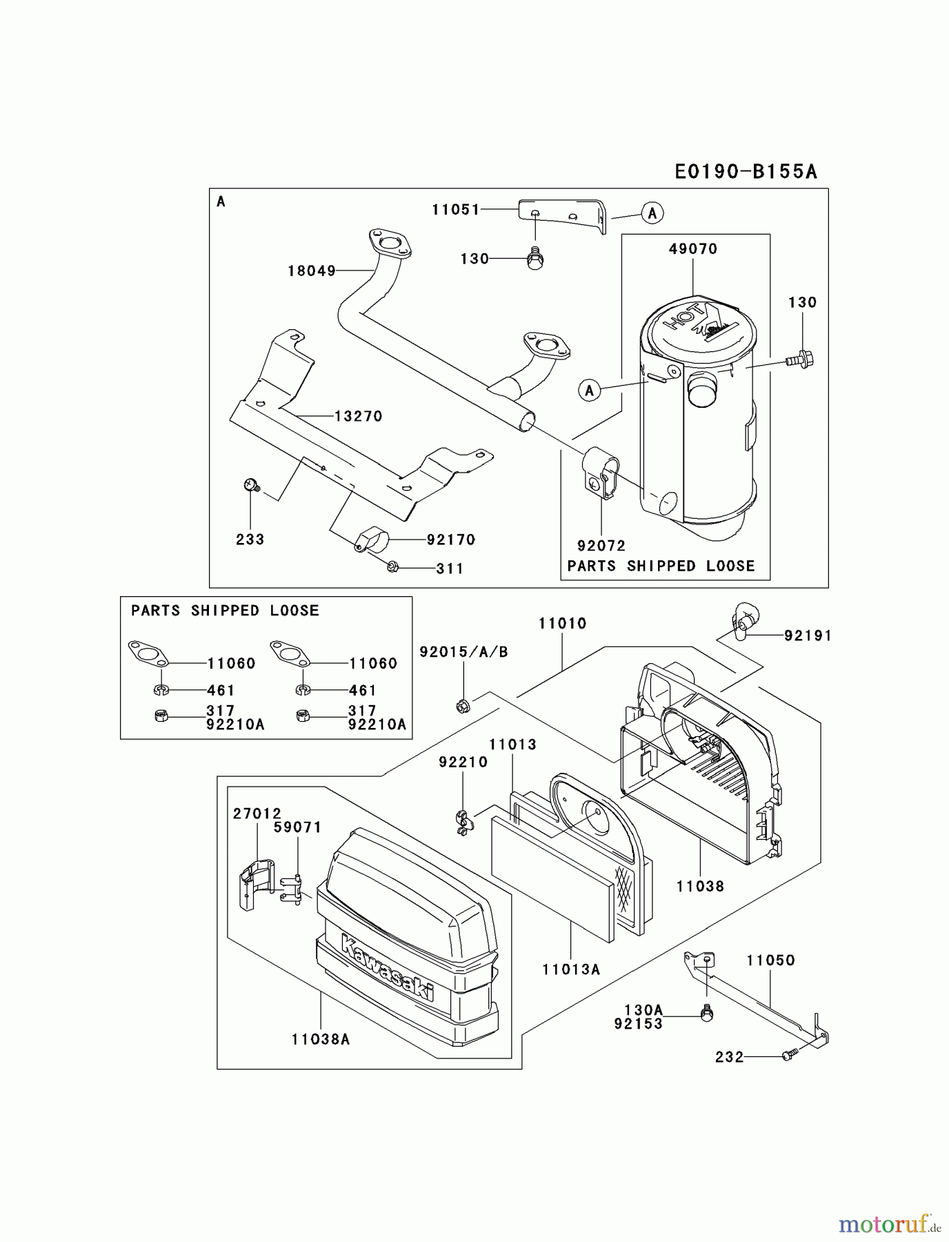  Kawasaki Motoren Motoren Vertikal FA210V - AS02 bis FH641V - DS24 FH580V-BS16 - Kawasaki FH580V 4-Stroke Engine AIR-FILTER/MUFFLER