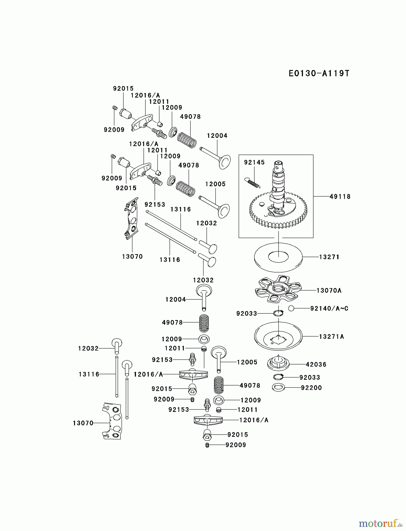  Kawasaki Motoren Motoren Vertikal FA210V - AS02 bis FH641V - DS24 FH580V-AS16 - Kawasaki FH580V 4-Stroke Engine VALVE/CAMSHAFT