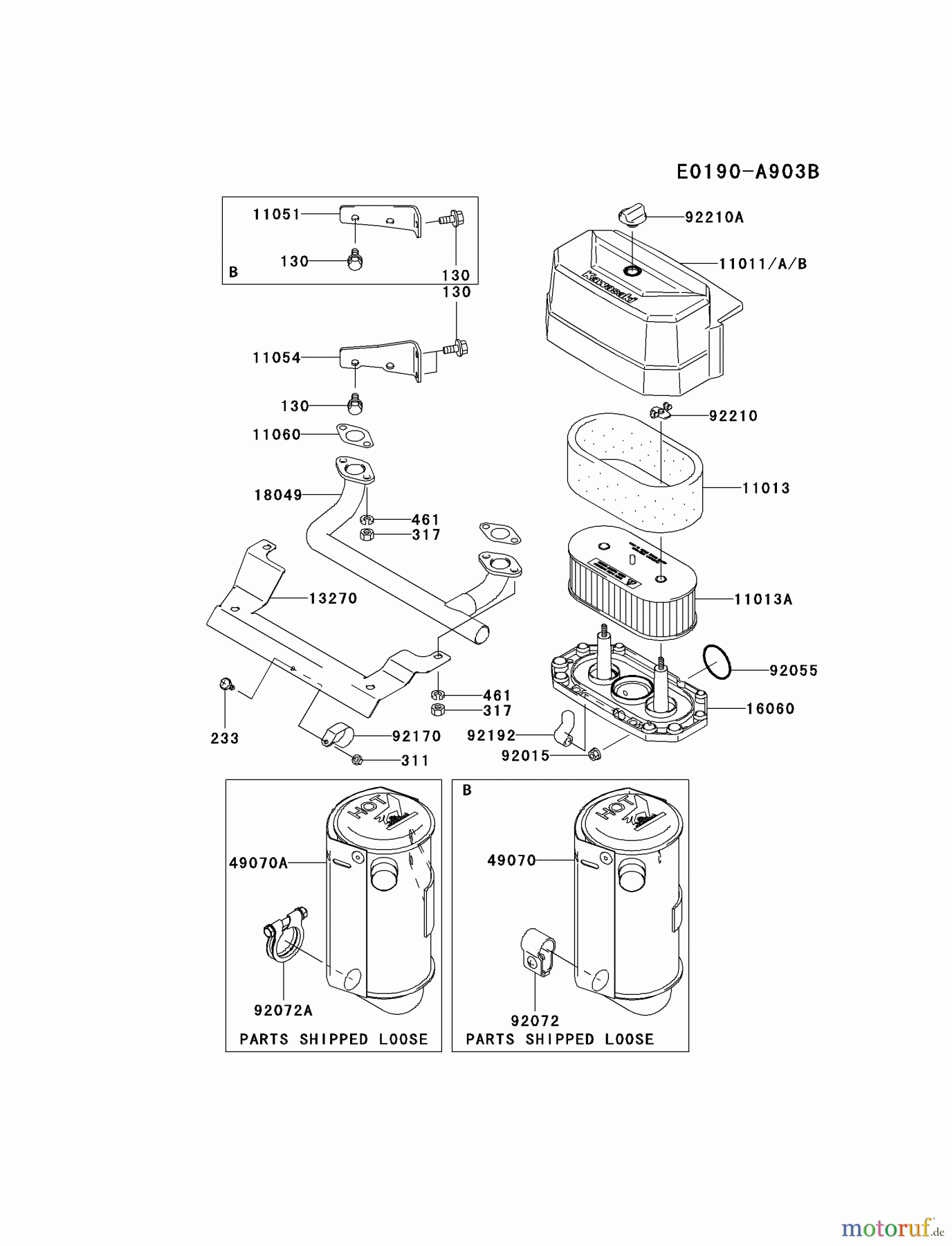  Kawasaki Motoren Motoren Vertikal FA210V - AS02 bis FH641V - DS24 FH580V-BS22 - Kawasaki FH580V 4-Stroke Engine AIR-FILTER/MUFFLER