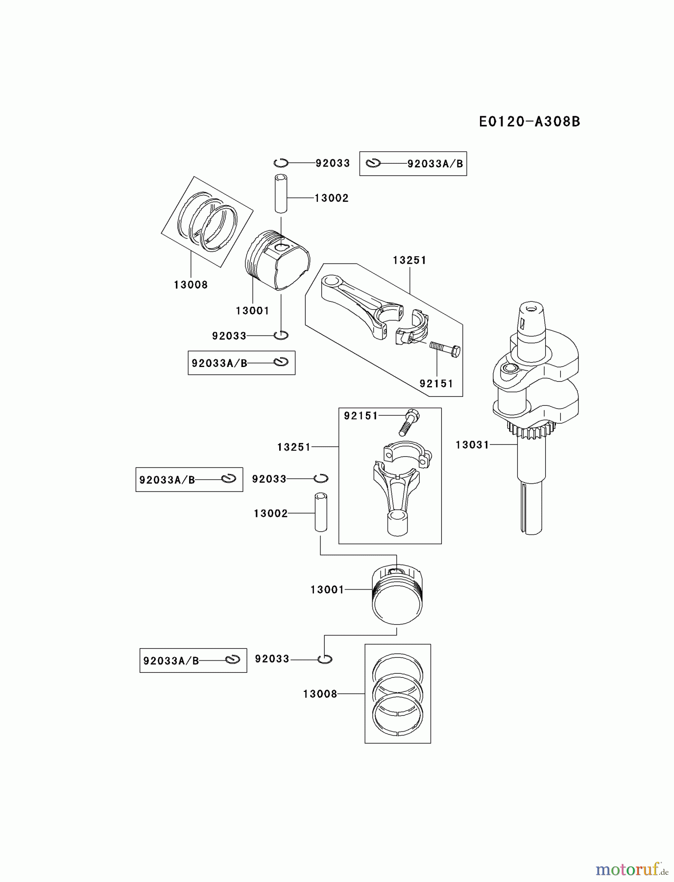  Kawasaki Motoren Motoren Vertikal FA210V - AS02 bis FH641V - DS24 FH541V-CS21 - Kawasaki FH541V 4-Stroke Engine PISTON/CRANKSHAFT