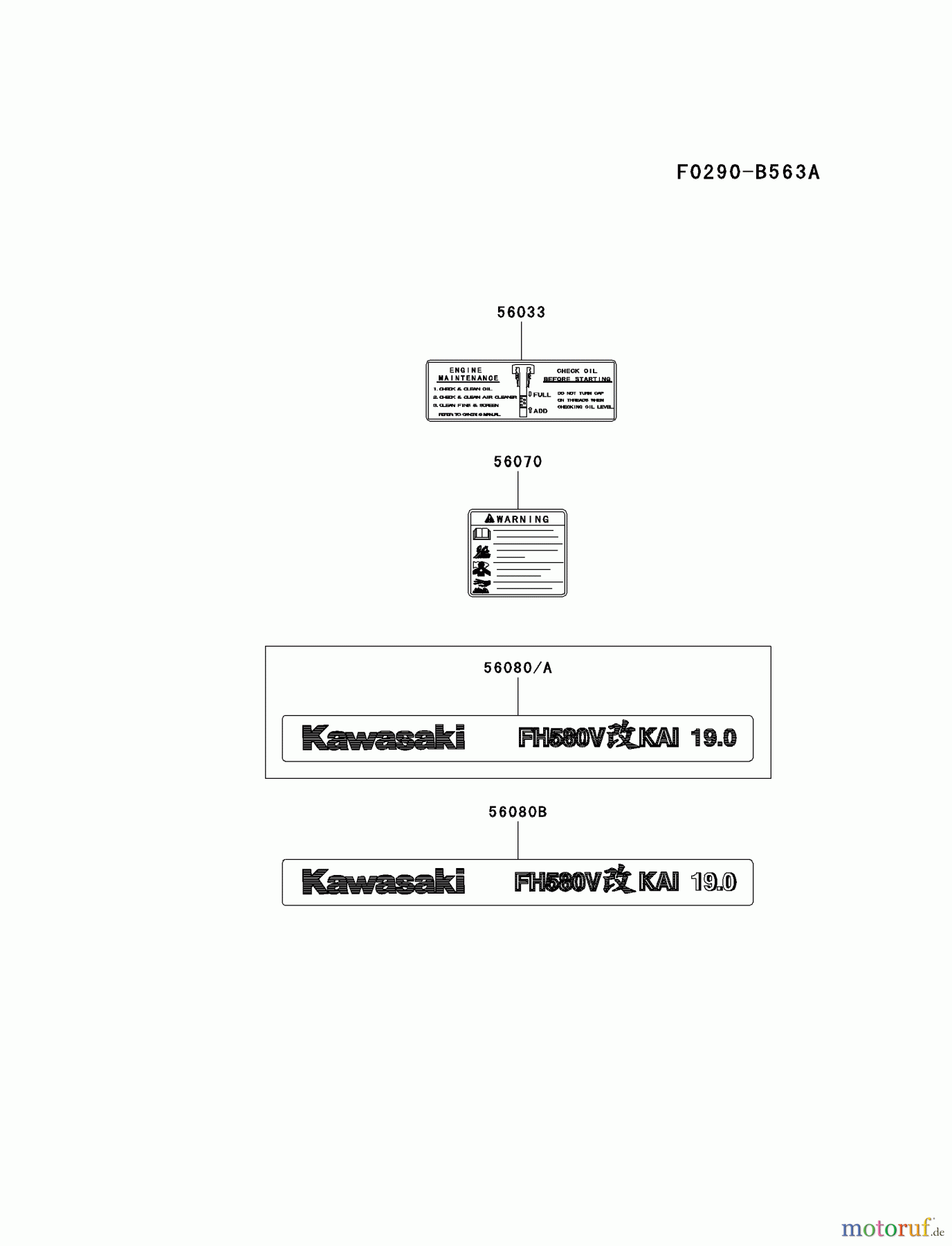  Kawasaki Motoren Motoren Vertikal FA210V - AS02 bis FH641V - DS24 FH580V-CS35 - Kawasaki FH580V 4-Stroke Engine LABEL