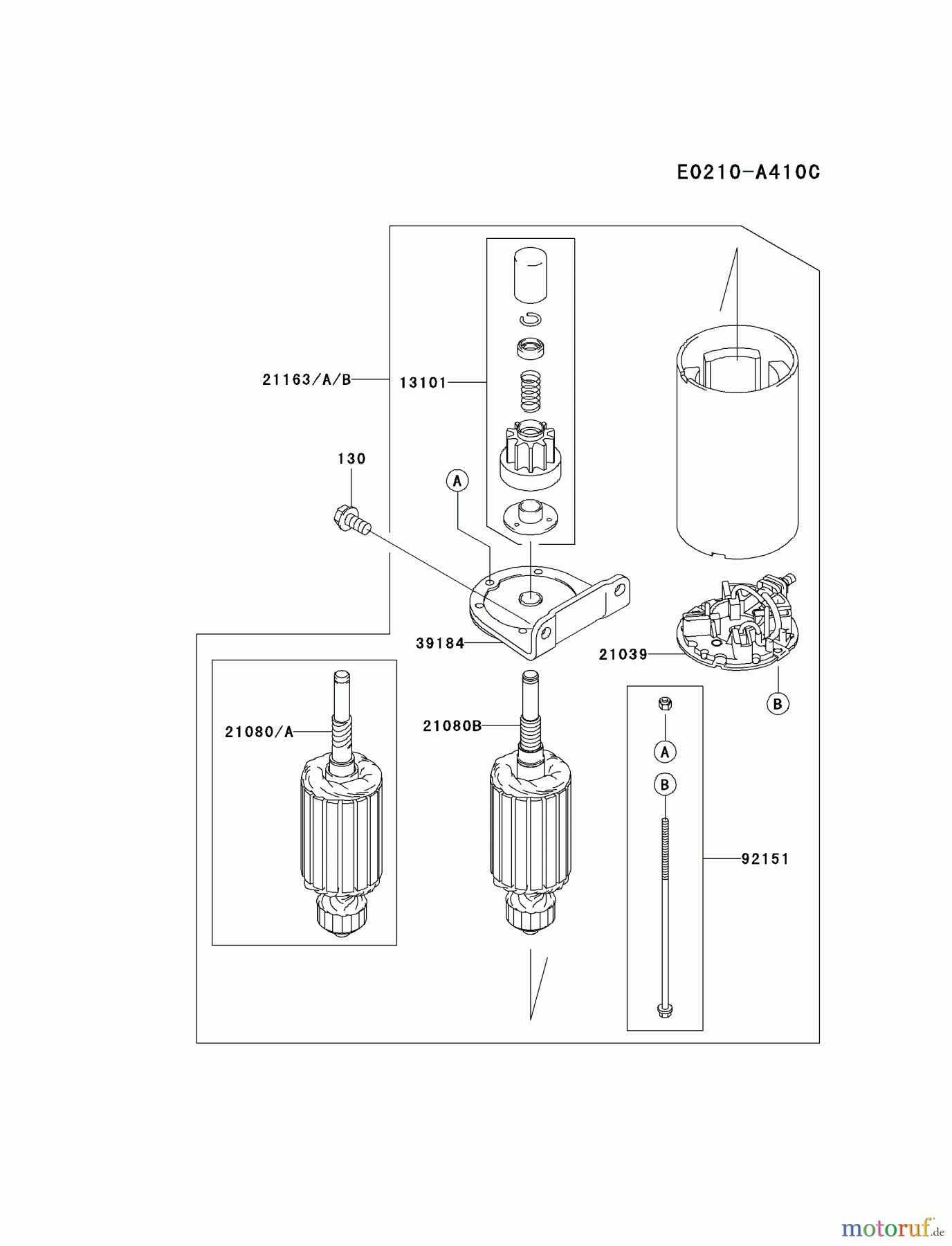  Kawasaki Motoren Motoren Vertikal FH641V - DS25 bis FS481V - BS13 FH721V-AS35 - Kawasaki FH721V 4-Stroke Engine STARTER