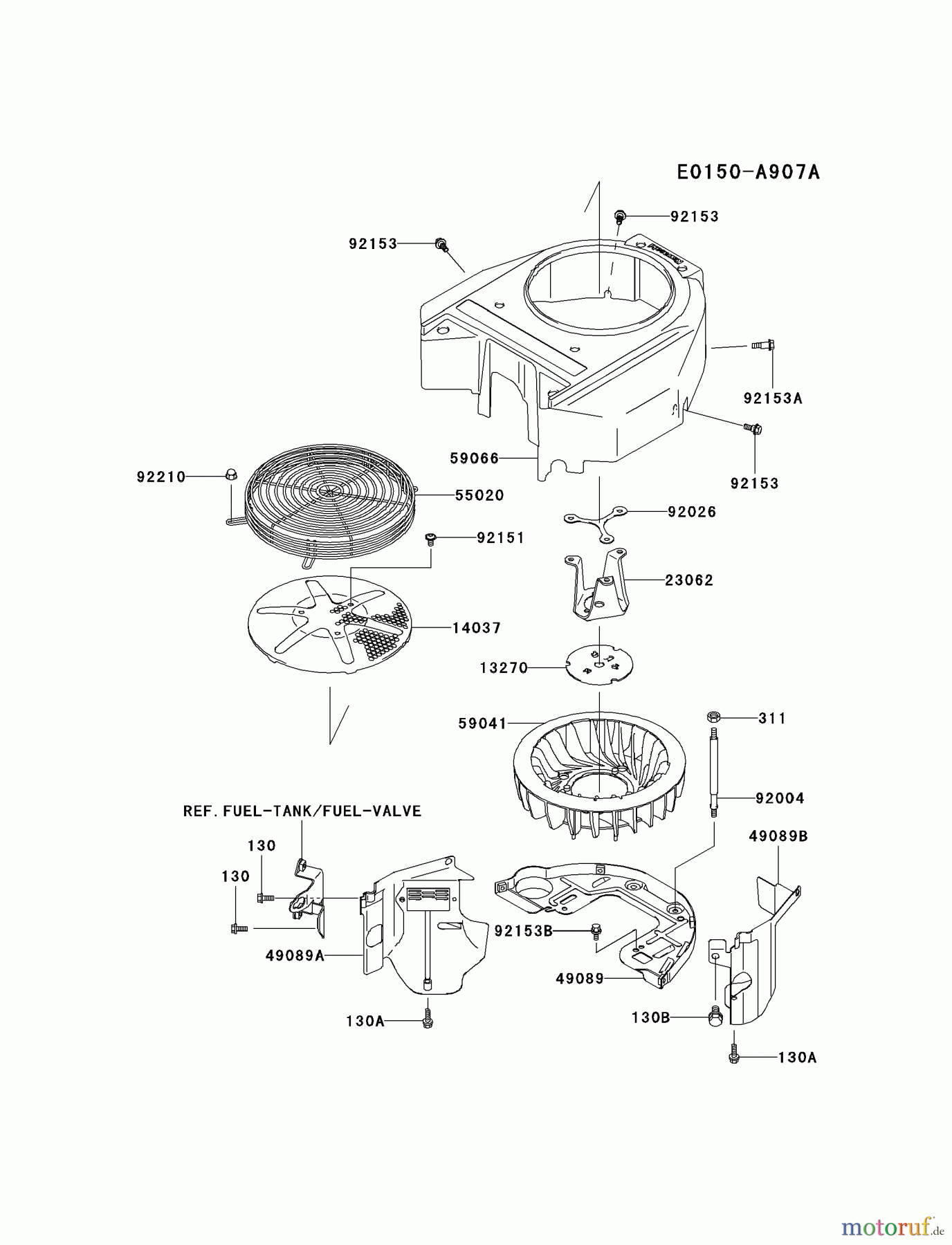  Kawasaki Motoren Motoren Vertikal FA210V - AS02 bis FH641V - DS24 FH580V-CS40 - Kawasaki FH580V 4-Stroke Engine COOLING-EQUIPMENT