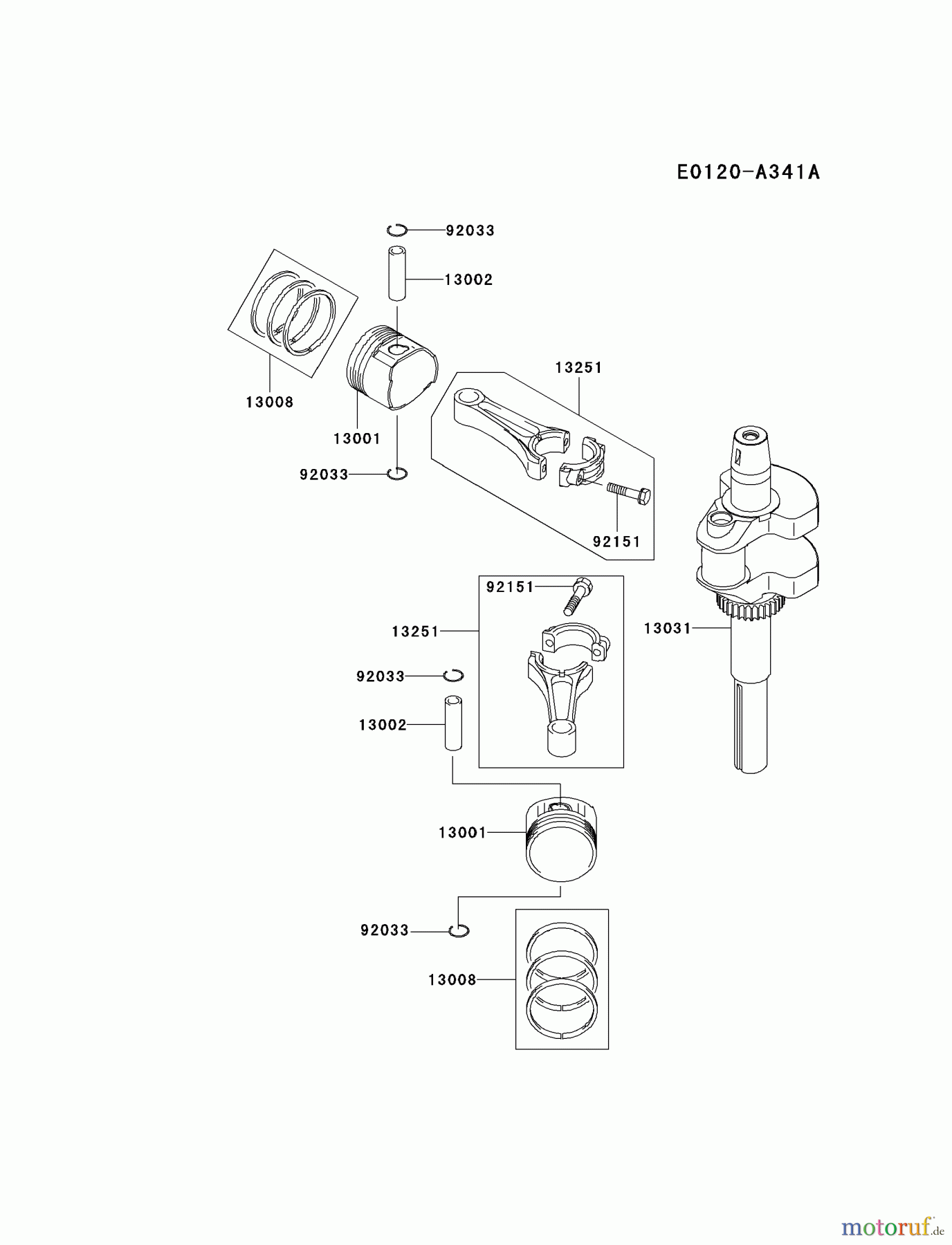  Kawasaki Motoren Motoren Vertikal FA210V - AS02 bis FH641V - DS24 FH580V-BW04 - Kawasaki FH580V 4-Stroke Engine PISTON/CRANKSHAFT