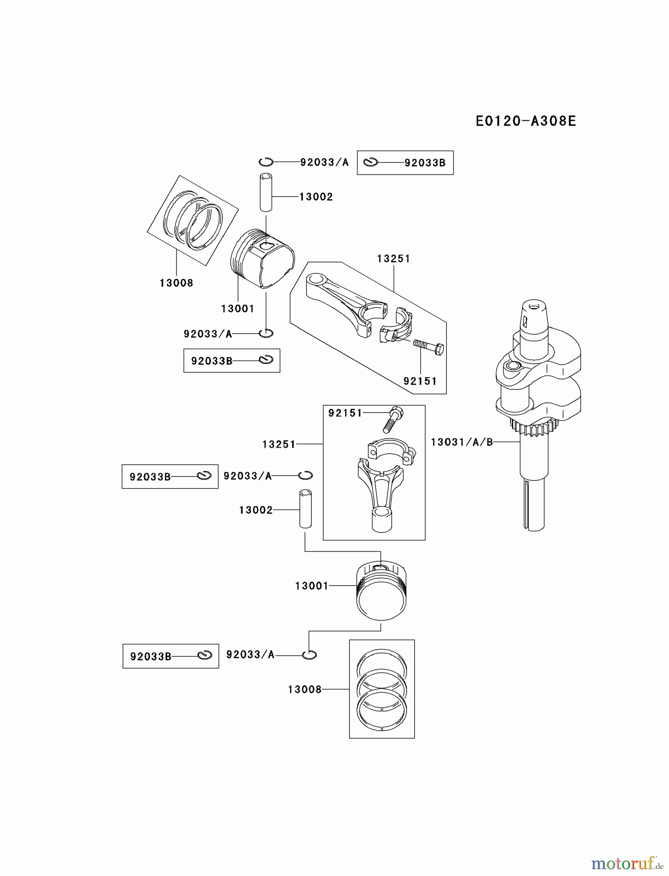  Kawasaki Motoren Motoren Vertikal FA210V - AS02 bis FH641V - DS24 FH541V-DS25 - Kawasaki FH541V 4-Stroke Engine PISTON/CRANKSHAFT