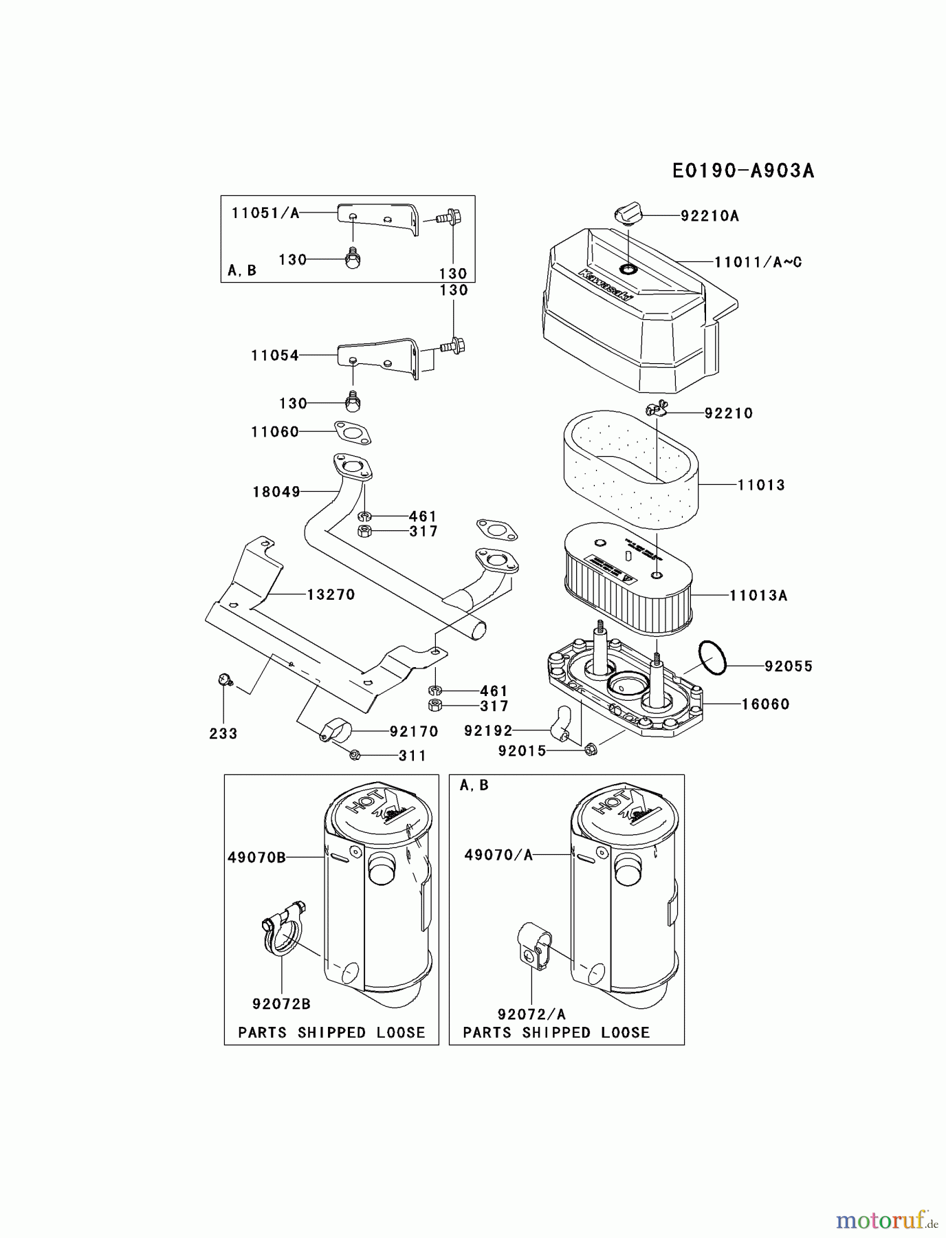  Kawasaki Motoren Motoren Vertikal FA210V - AS02 bis FH641V - DS24 FH541V-AS22 - Kawasaki FH541V 4-Stroke Engine AIR-FILTER/MUFFLER