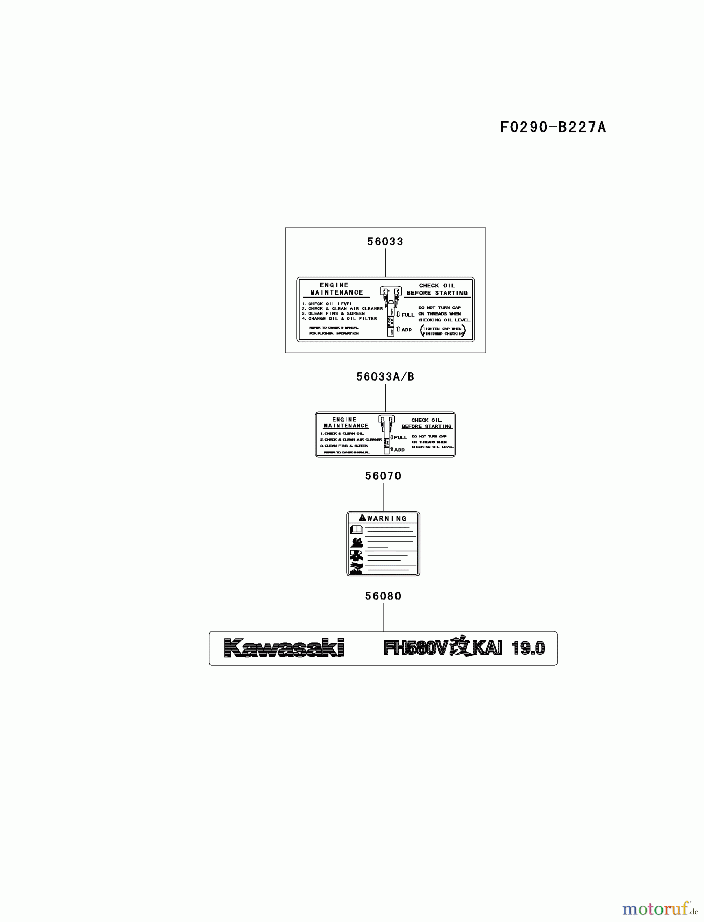  Kawasaki Motoren Motoren Vertikal FA210V - AS02 bis FH641V - DS24 FH580V-AS20 - Kawasaki FH580V 4-Stroke Engine LABEL