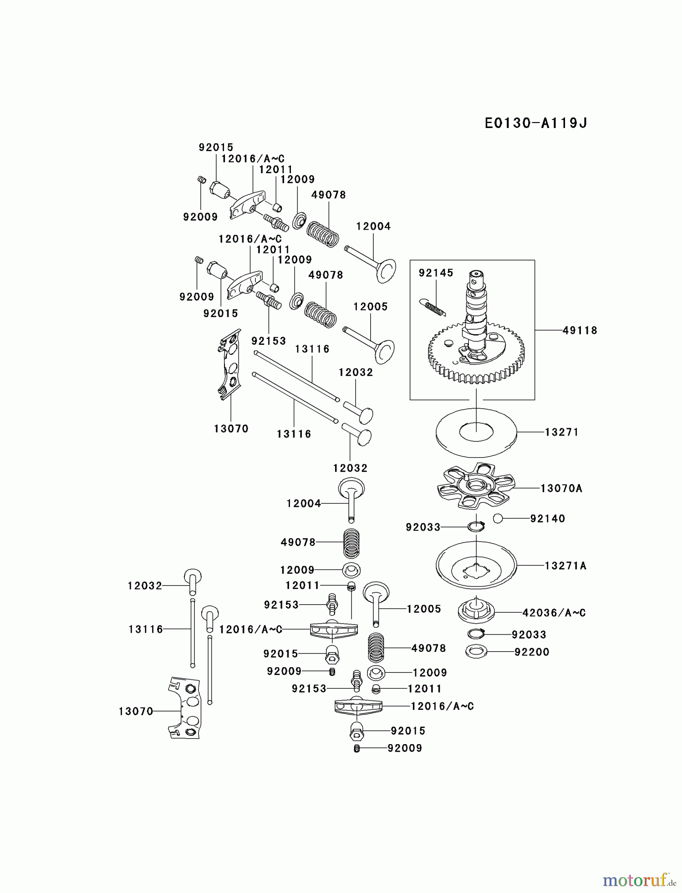  Kawasaki Motoren Motoren Vertikal FA210V - AS02 bis FH641V - DS24 FH580V-CS14 - Kawasaki FH580V 4-Stroke Engine VALVE/CAMSHAFT