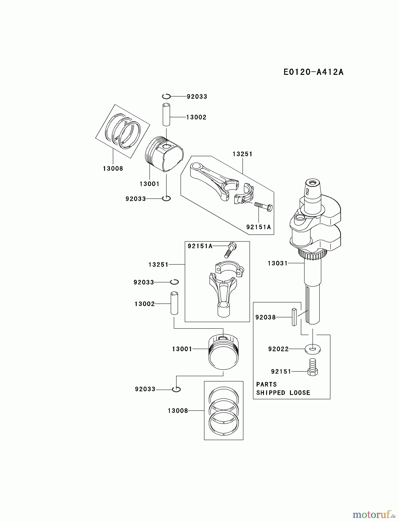  Kawasaki Motoren Motoren Vertikal FA210V - AS02 bis FH641V - DS24 FH580V-DS37 - Kawasaki FH580V 4-Stroke Engine PISTON/CRANKSHAFT