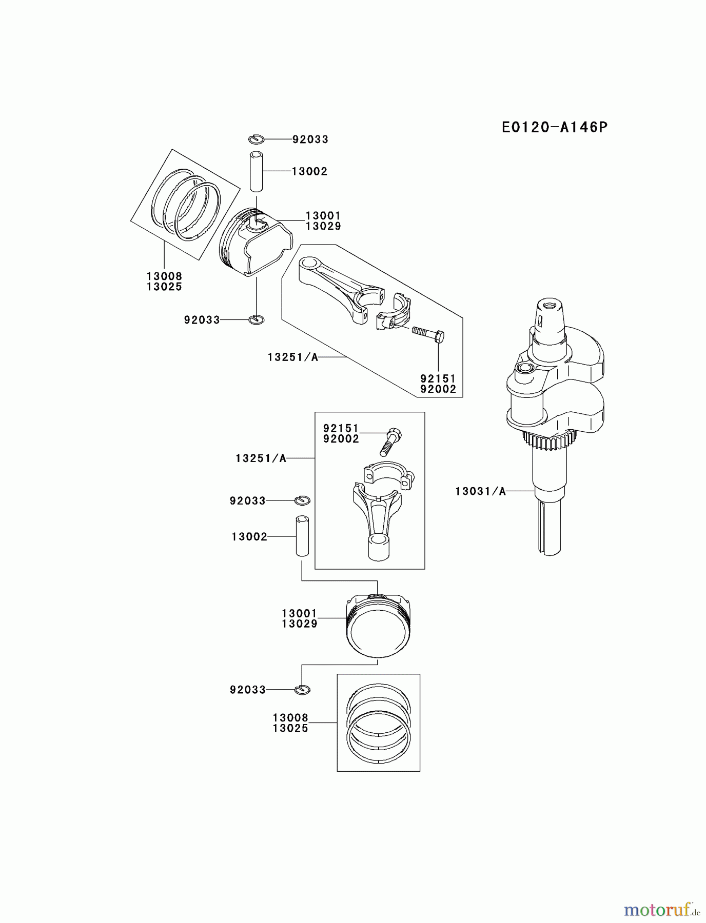  Kawasaki Motoren Motoren Vertikal FA210V - AS02 bis FH641V - DS24 FH601V-BS19 - Kawasaki FH601V 4-Stroke Engine PISTON/CRANKSHAFT