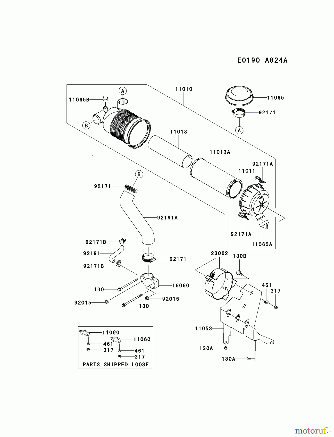  Kawasaki Motoren Motoren Vertikal FH641V - DS25 bis FS481V - BS13 FH721V-CS27 - Kawasaki FH721V 4-Stroke Engine AIR-FILTER/MUFFLER