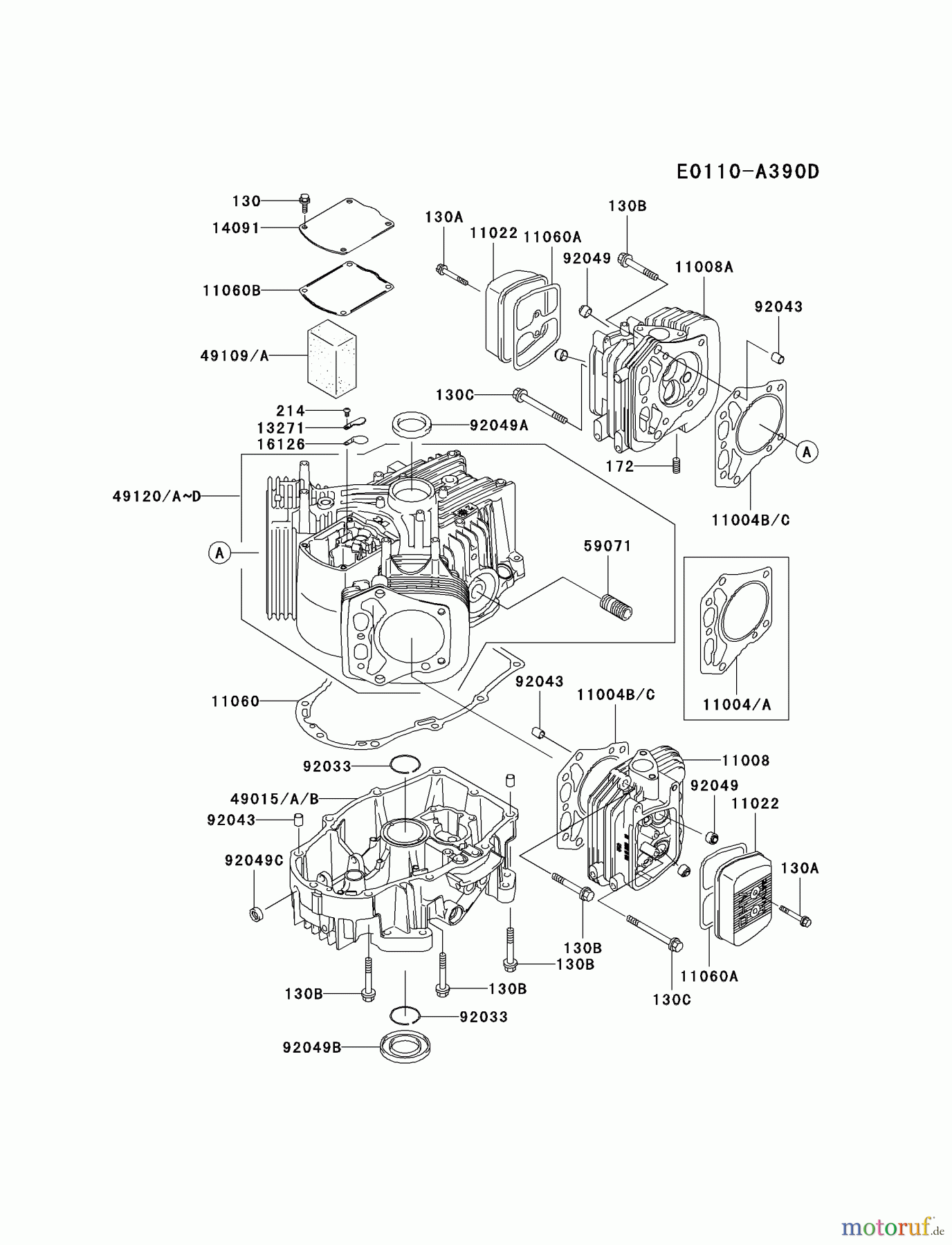  Kawasaki Motoren Motoren Vertikal FH641V - DS25 bis FS481V - BS13 FH680V-CS01 - Kawasaki FH680V 4-Stroke Engine CYLINDER/CRANKCASE