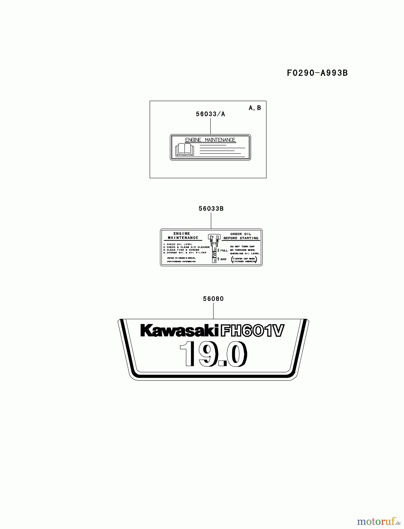  Kawasaki Motoren Motoren Vertikal FA210V - AS02 bis FH641V - DS24 FH601V-BS01 - Kawasaki FH601V 4-Stroke Engine LABEL