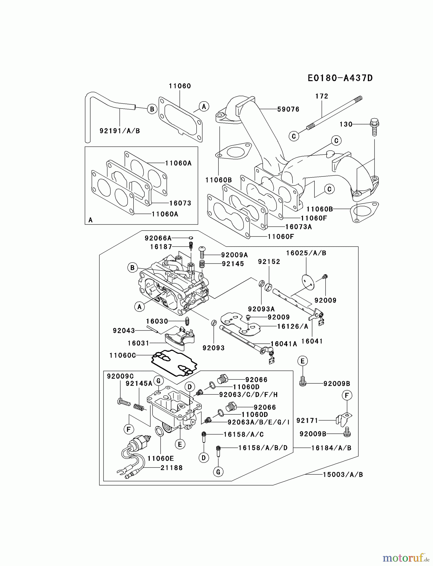  Kawasaki Motoren Motoren Vertikal FA210V - AS02 bis FH641V - DS24 FH601V-BS13 - Kawasaki FH601V 4-Stroke Engine CARBURETOR #2