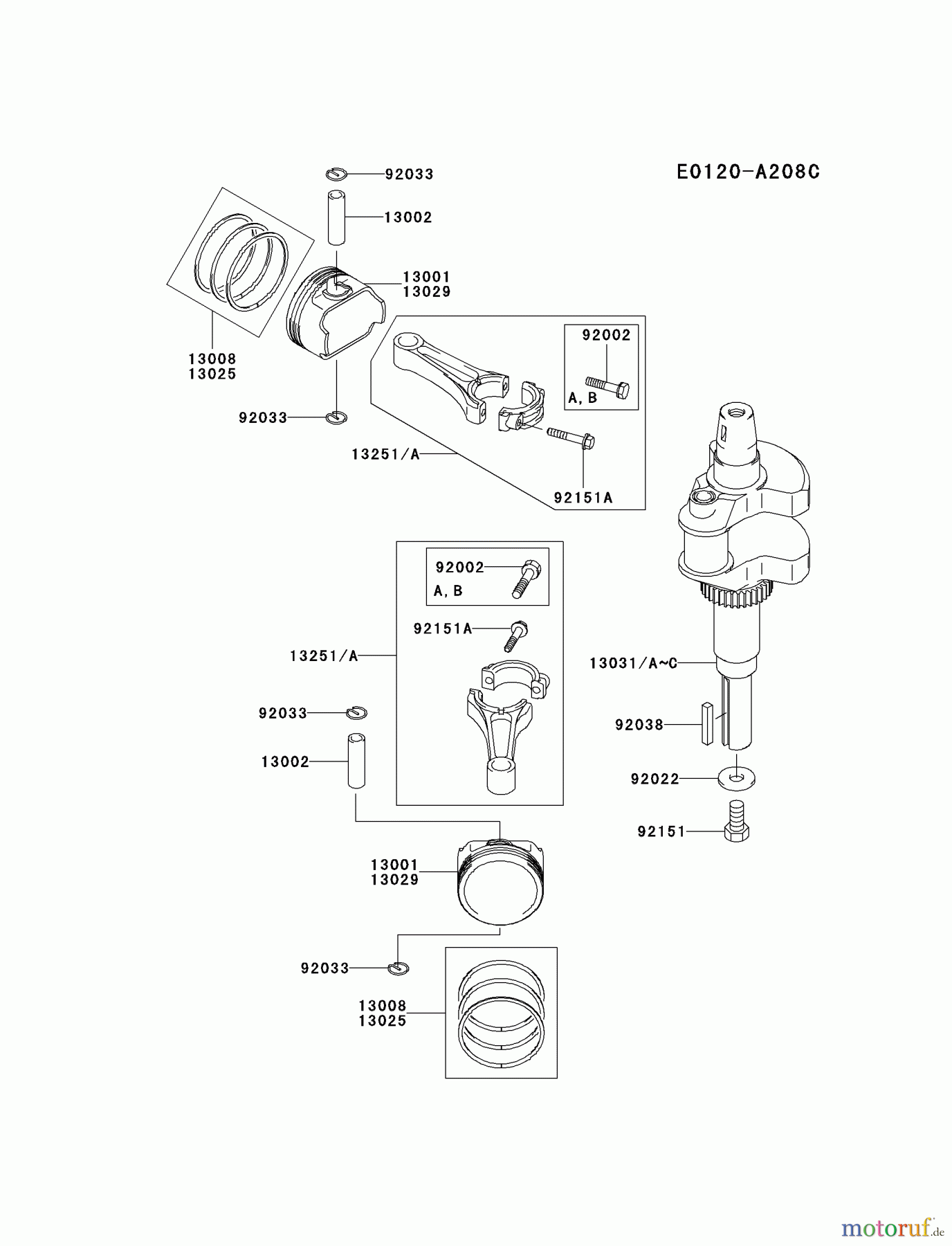  Kawasaki Motoren Motoren Vertikal FA210V - AS02 bis FH641V - DS24 FH601V-BS13 - Kawasaki FH601V 4-Stroke Engine PISTON/CRANKSHAFT