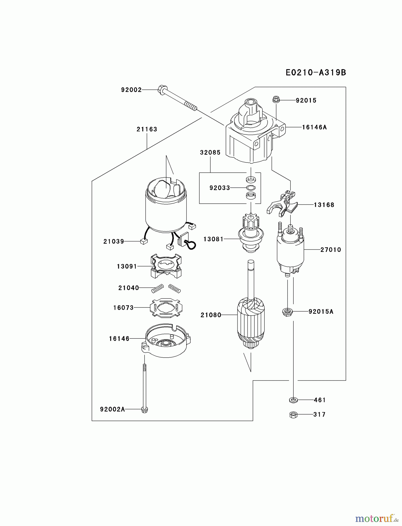  Kawasaki Motoren Motoren Vertikal FA210V - AS02 bis FH641V - DS24 FH601V-CS17 - Kawasaki FH601V 4-Stroke Engine STARTER