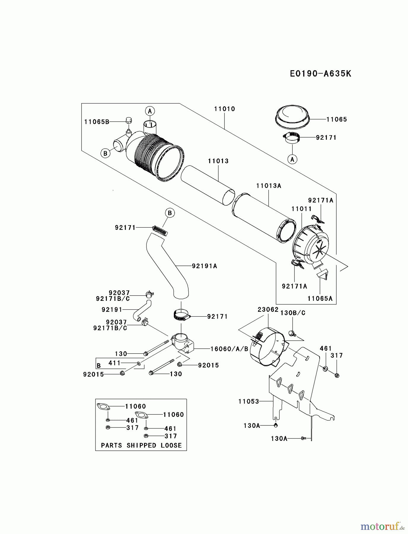  Kawasaki Motoren Motoren Vertikal FH641V - DS25 bis FS481V - BS13 FH680V-BS21 - Kawasaki FH680V 4-Stroke Engine AIR-FILTER/MUFFLER