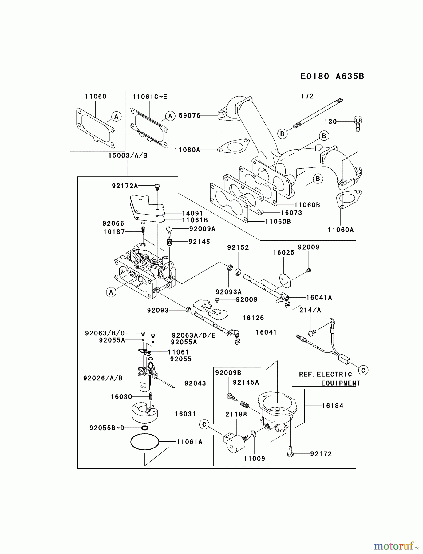  Kawasaki Motoren Motoren Vertikal FA210V - AS02 bis FH641V - DS24 FH601V-BS27 - Kawasaki FH601V 4-Stroke Engine CARBURETOR #2