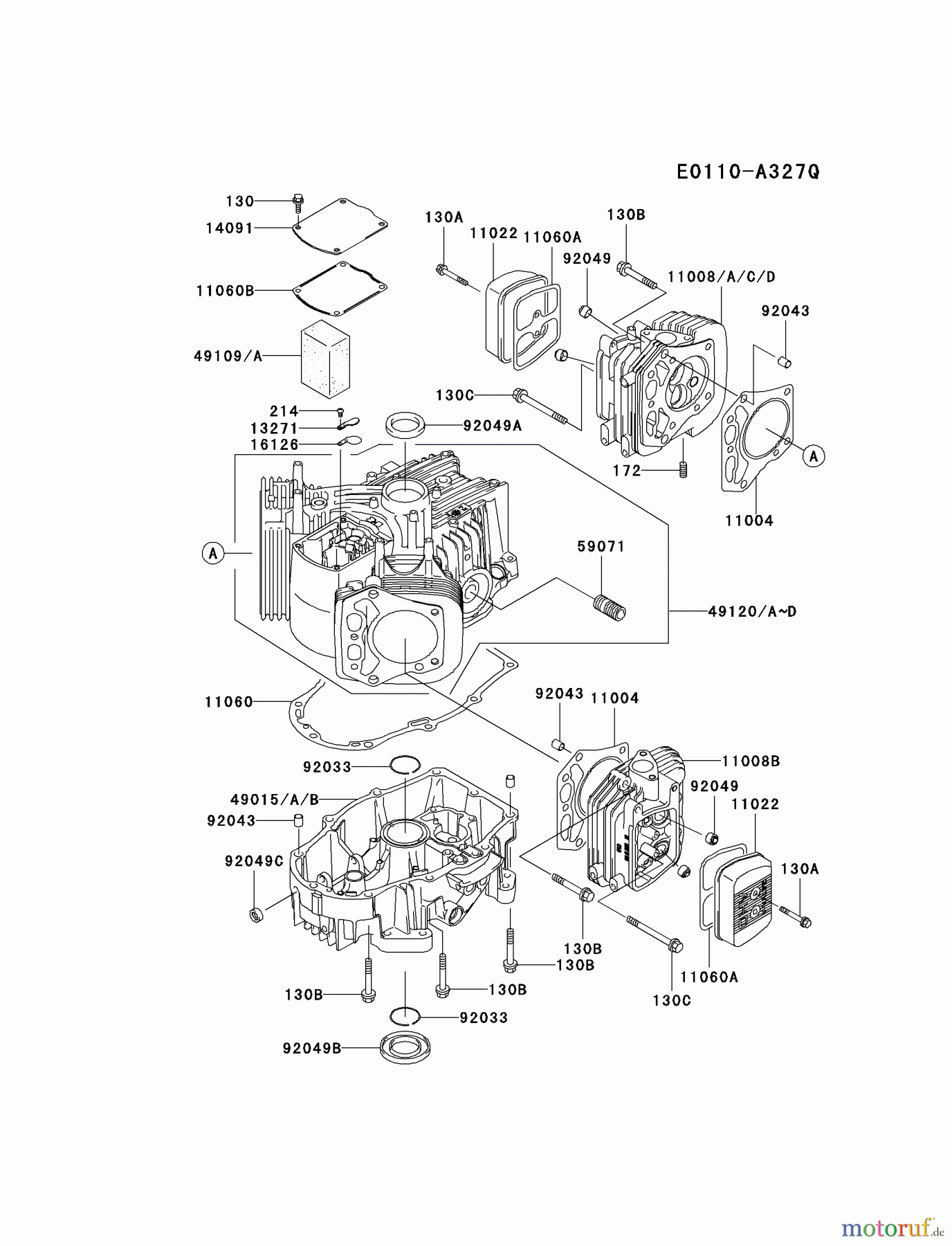  Kawasaki Motoren Motoren Vertikal FA210V - AS02 bis FH641V - DS24 FH601V-CS06 - Kawasaki FH601V 4-Stroke Engine CYLINDER/CRANKCASE