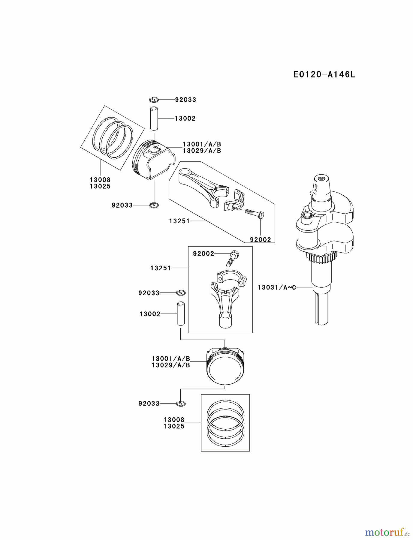  Kawasaki Motoren Motoren Vertikal FA210V - AS02 bis FH641V - DS24 FH601V-BS11 - Kawasaki FH601V 4-Stroke Engine PISTON/CRANKSHAFT