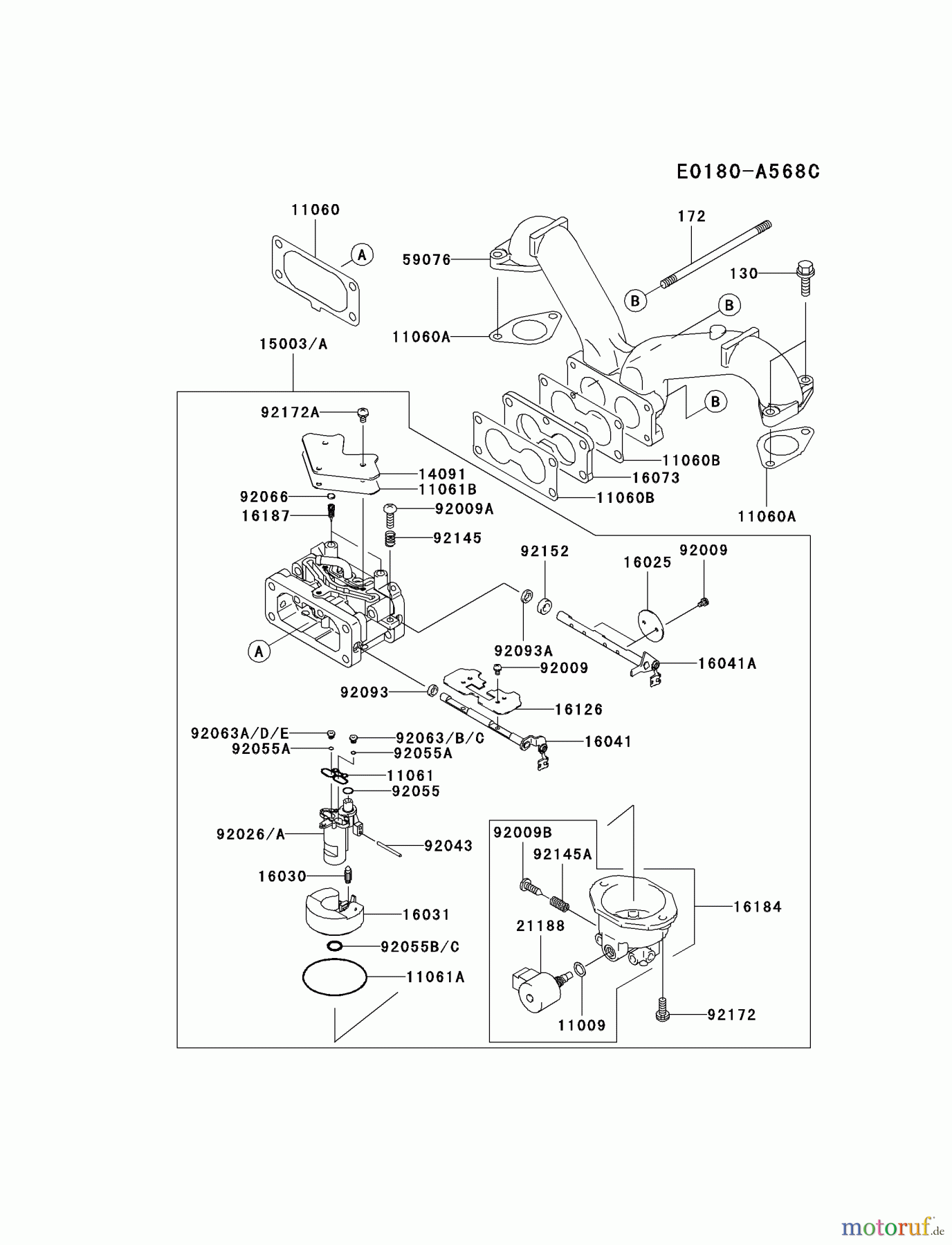  Kawasaki Motoren Motoren Vertikal FA210V - AS02 bis FH641V - DS24 FH601V-DS01 - Kawasaki FH601V 4-Stroke Engine CARBURETOR #1