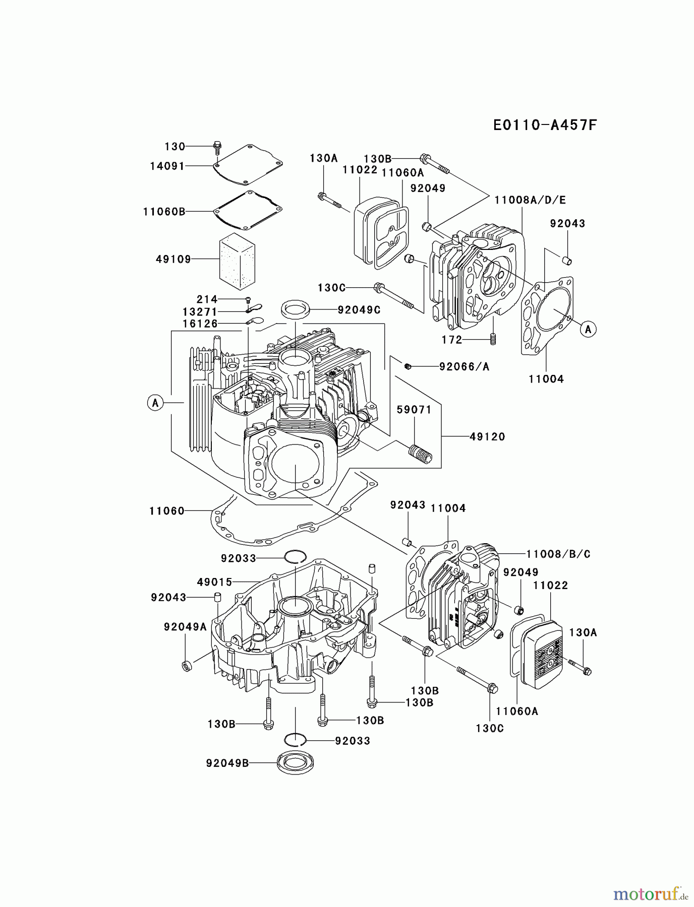  Kawasaki Motoren Motoren Vertikal FA210V - AS02 bis FH641V - DS24 FH641V-CS15 - Kawasaki FH641V 4-Stroke Engine CYLINDER/CRANKCASE