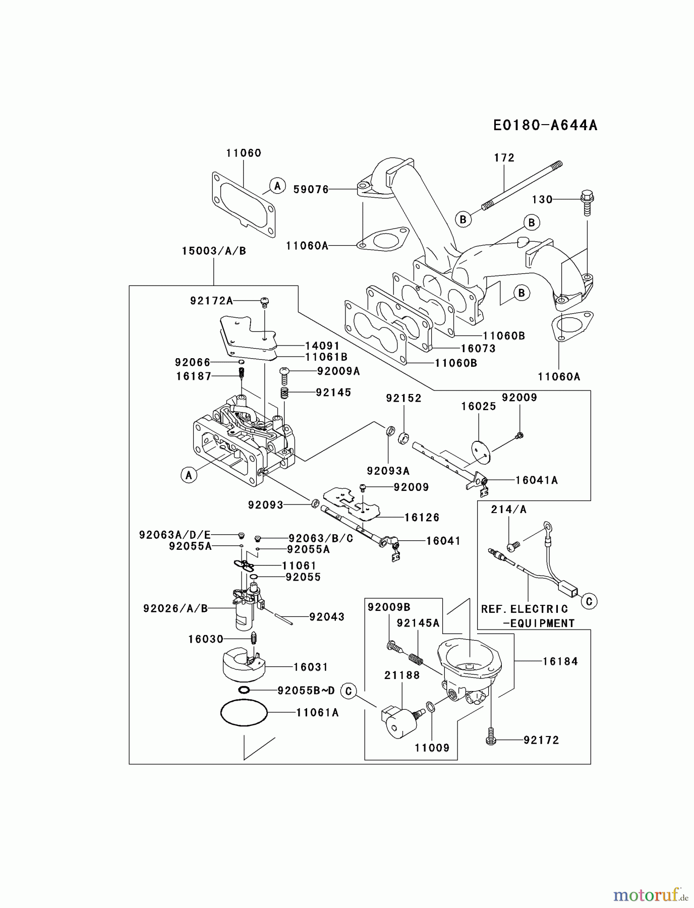  Kawasaki Motoren Motoren Vertikal FA210V - AS02 bis FH641V - DS24 FH601V-CS14 - Kawasaki FH601V 4-Stroke Engine CARBURETOR #2