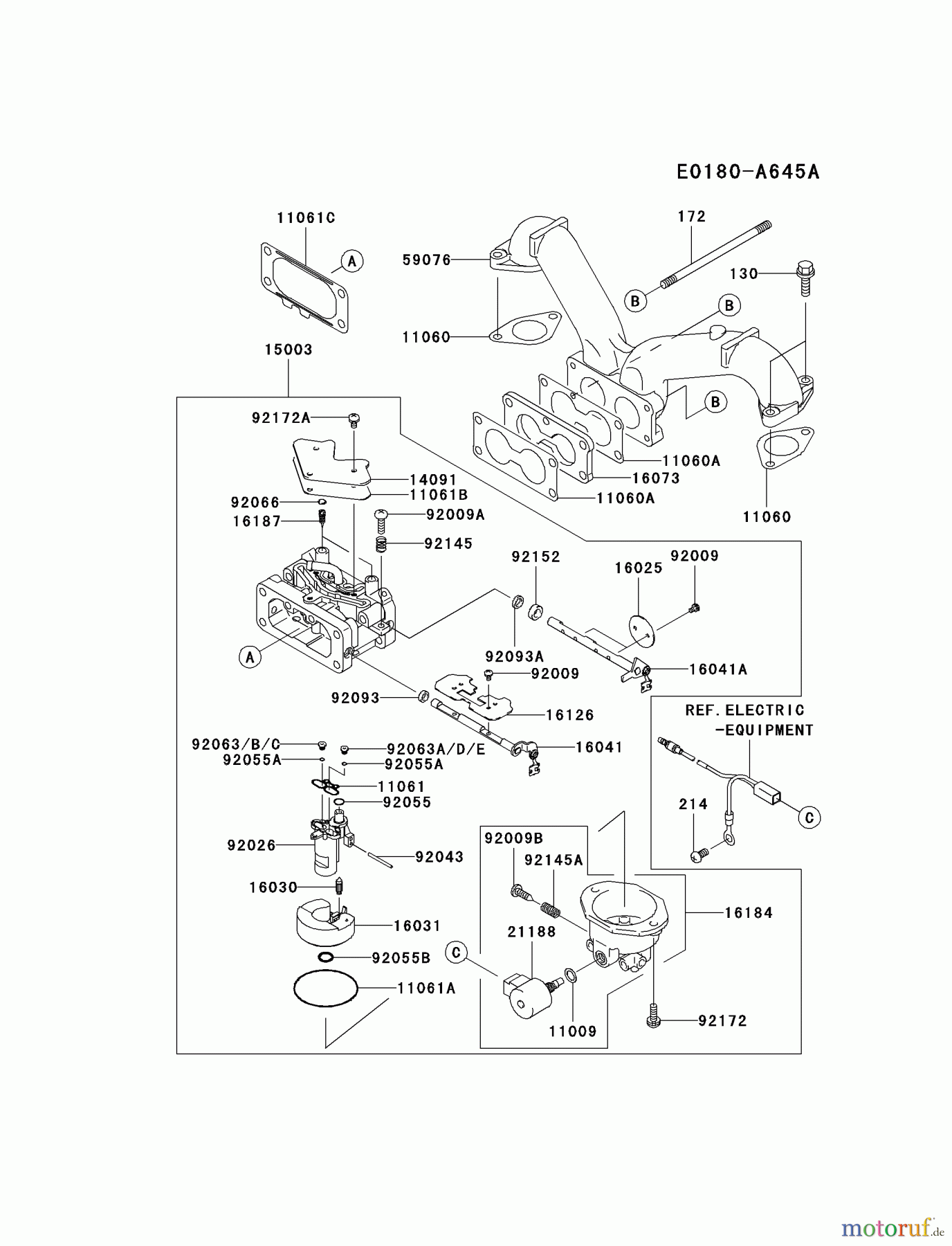  Kawasaki Motoren Motoren Vertikal FA210V - AS02 bis FH641V - DS24 FH601V-BS31 - Kawasaki FH601V 4-Stroke Engine CARBURETOR