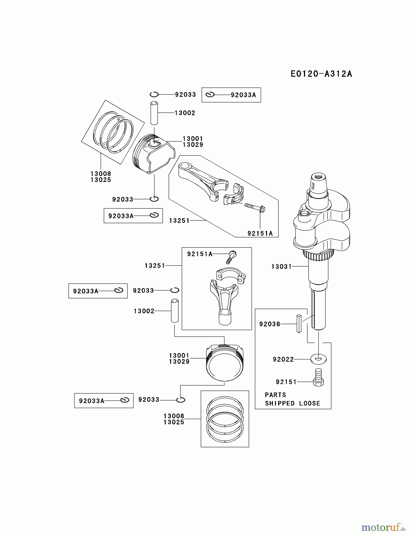  Kawasaki Motoren Motoren Vertikal FH641V - DS25 bis FS481V - BS13 FH721V-DS26 - Kawasaki FH721V 4-Stroke Engine PISTON/CRANKSHAFT