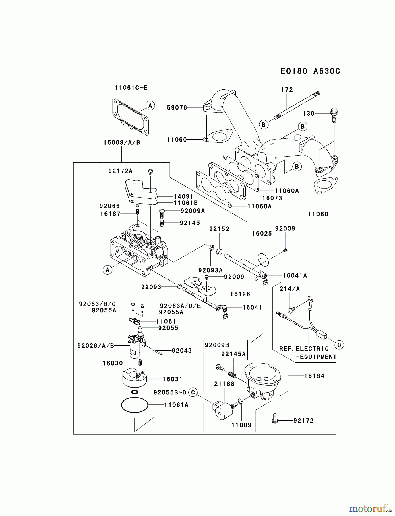  Kawasaki Motoren Motoren Vertikal FA210V - AS02 bis FH641V - DS24 FH601V-DS29 - Kawasaki FH601V 4-Stroke Engine CARBURETOR #1