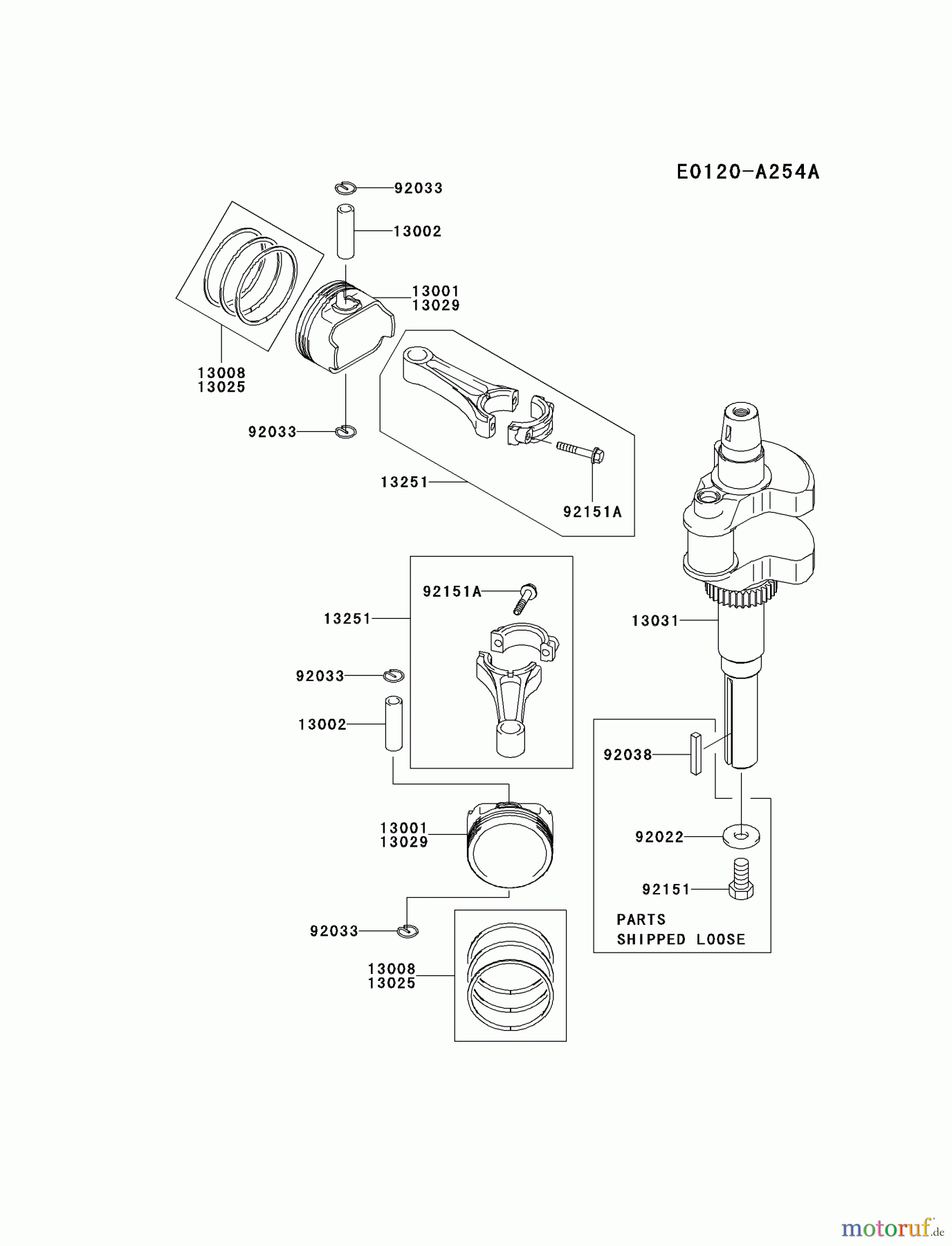  Kawasaki Motoren Motoren Vertikal FH641V - DS25 bis FS481V - BS13 FH680V-DS08 - Kawasaki FH680V 4-Stroke Engine PISTON/CRANKSHAFT