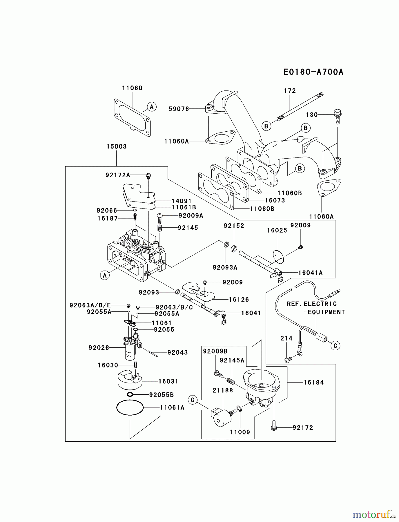  Kawasaki Motoren Motoren Vertikal FA210V - AS02 bis FH641V - DS24 FH641V-DS20 - Kawasaki FH641V 4-Stroke Engine CARBURETOR