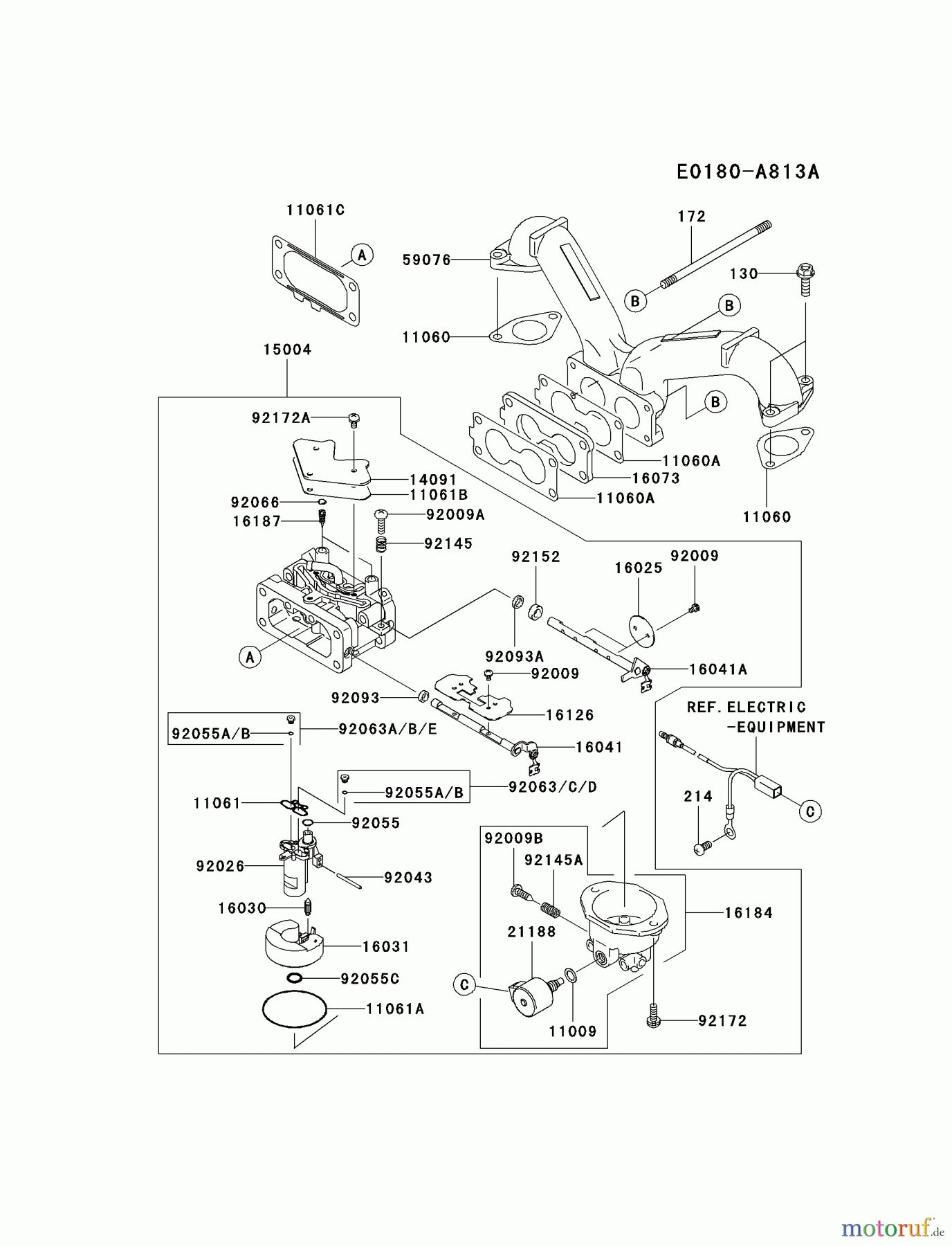  Kawasaki Motoren Motoren Vertikal FA210V - AS02 bis FH641V - DS24 FH601V-ES25 - Kawasaki FH601V 4-Stroke Engine CARBURETOR #2