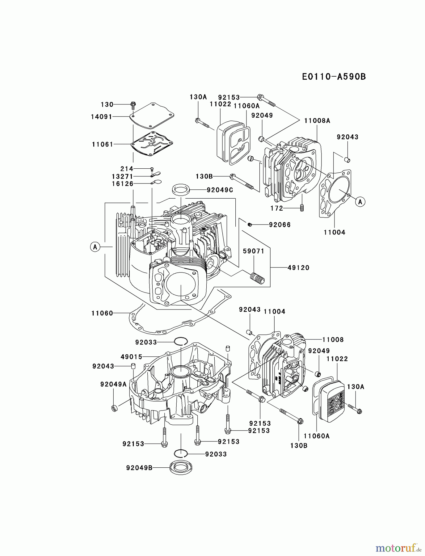  Kawasaki Motoren Motoren Vertikal FA210V - AS02 bis FH641V - DS24 FH601V-ES25 - Kawasaki FH601V 4-Stroke Engine CYLINDER/CRANKCASE