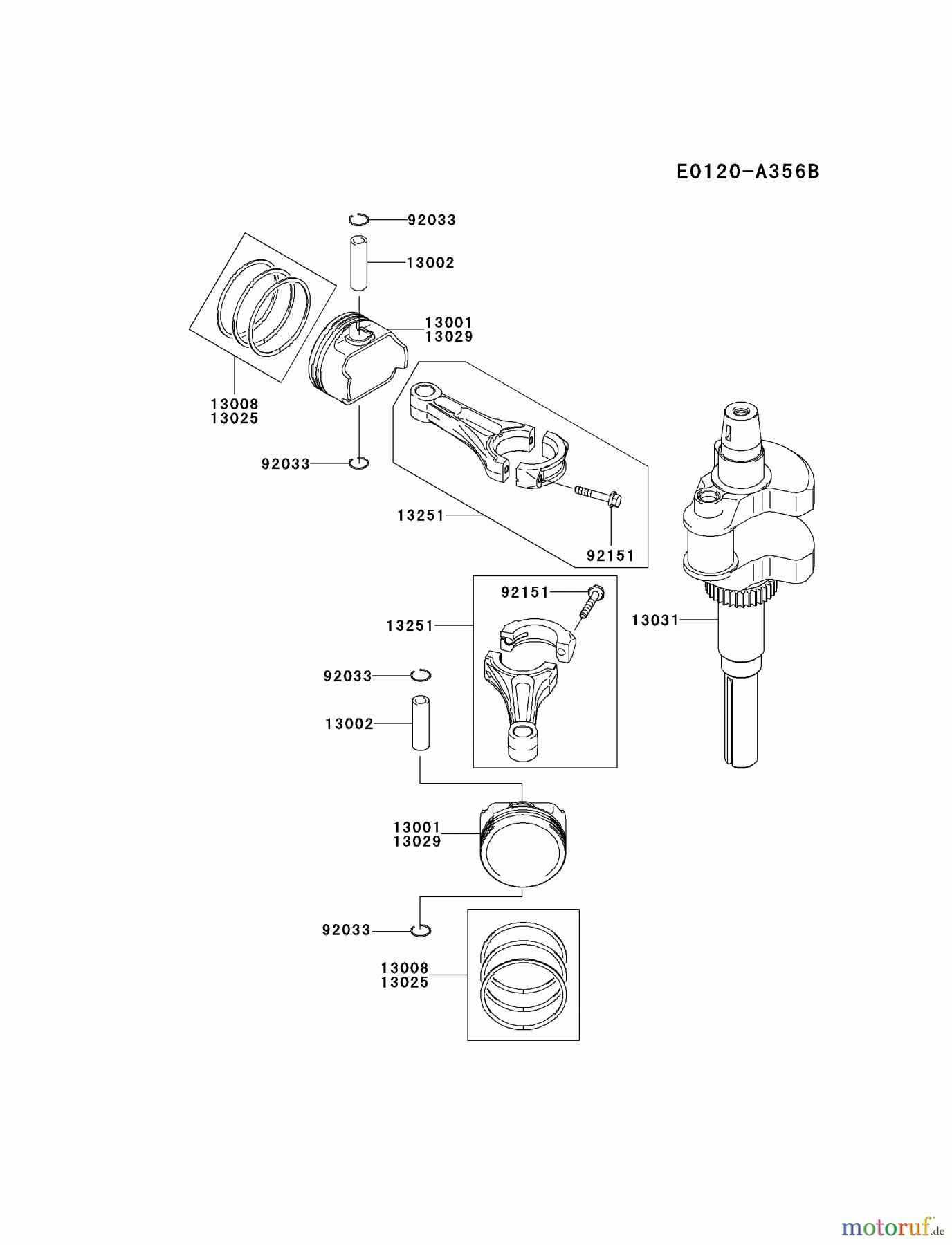  Kawasaki Motoren Motoren Vertikal FA210V - AS02 bis FH641V - DS24 FH601V-ES25 - Kawasaki FH601V 4-Stroke Engine PISTON/CRANKSHAFT