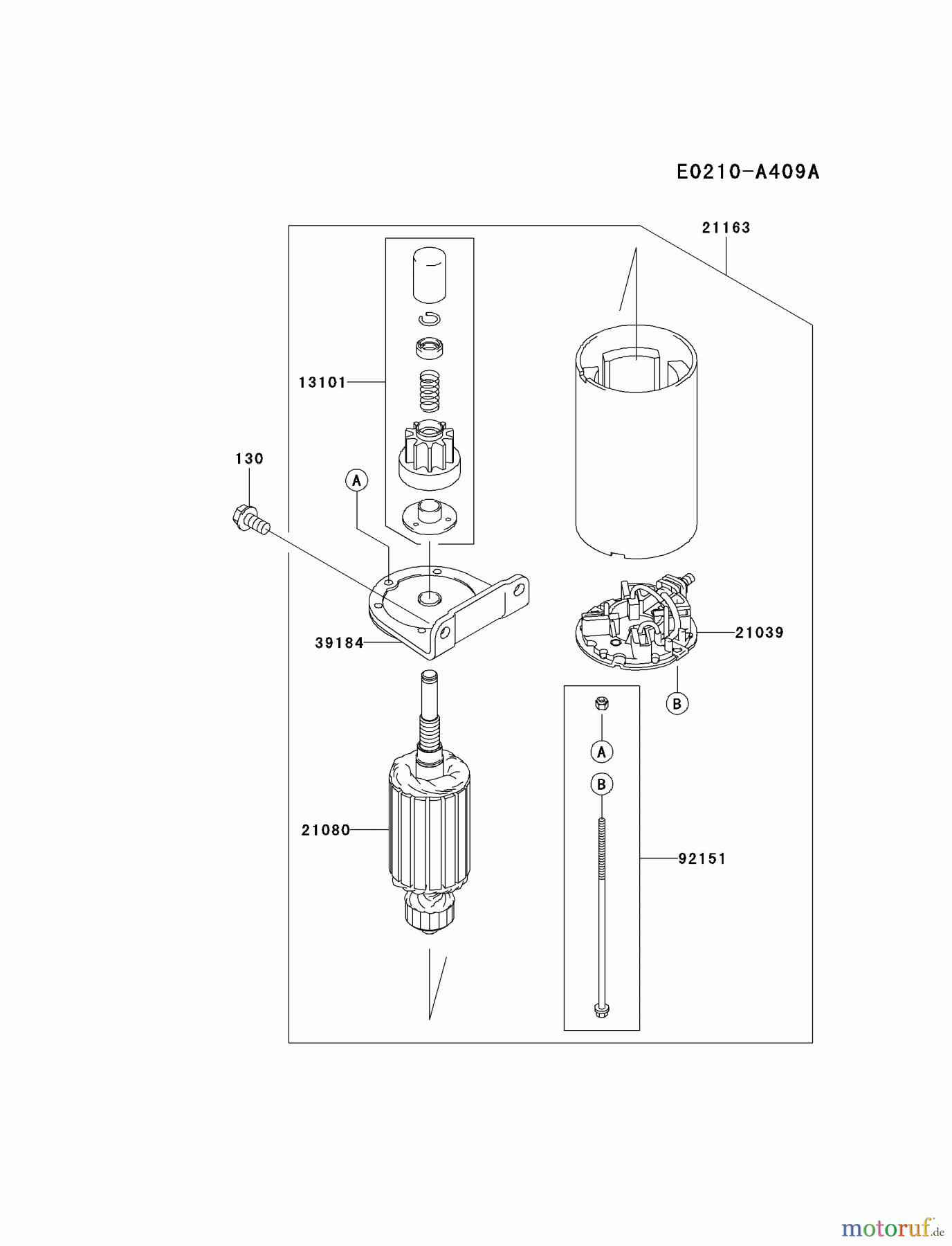  Kawasaki Motoren Motoren Vertikal FA210V - AS02 bis FH641V - DS24 FH601V-ES25 - Kawasaki FH601V 4-Stroke Engine STARTER(~FH601-C37720)